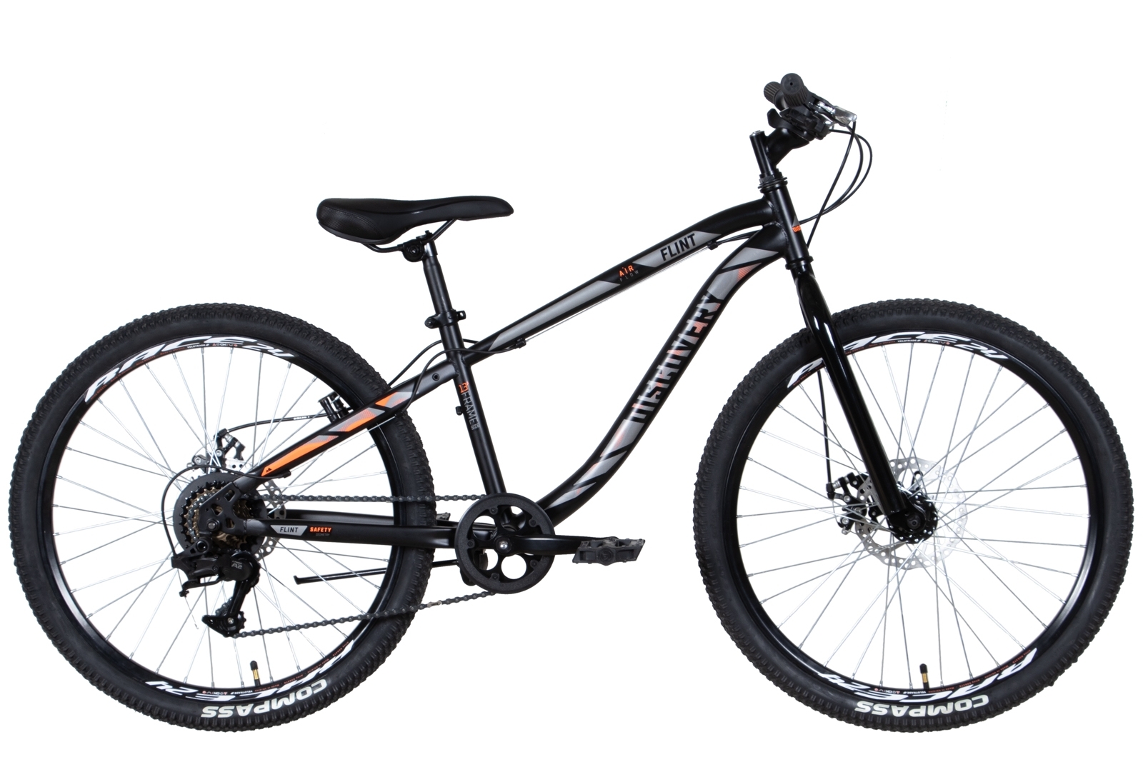 Фотография Велосипед Discovery FLINT DD 24" размер XXS рама 13 2022 Черно-серый 