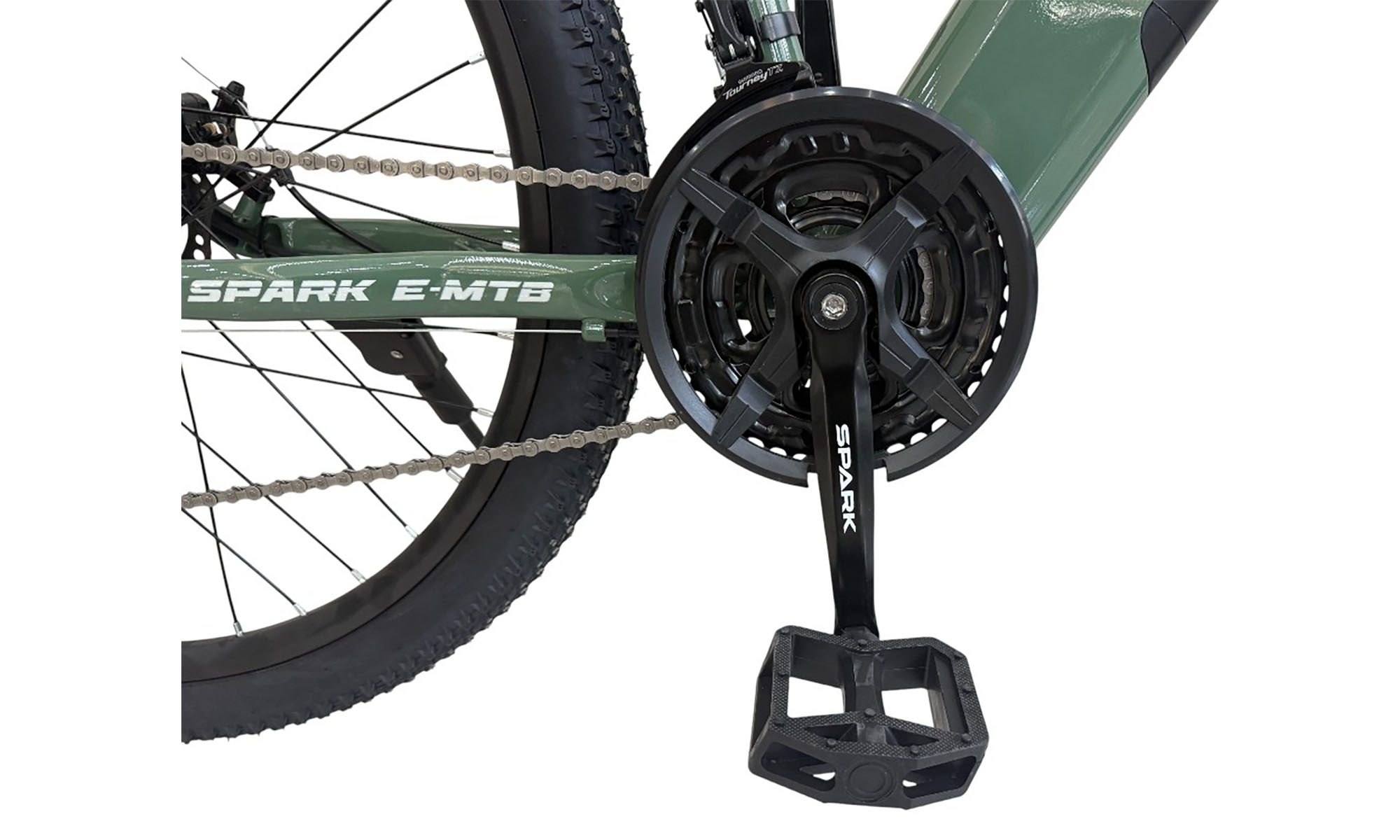 Велосипед с электромотором SPARK E-MTB SHADOW 27.5", размер S, рама 15", год 2026, 48V/500W/12,8Ah, тёмно-зелёный 2