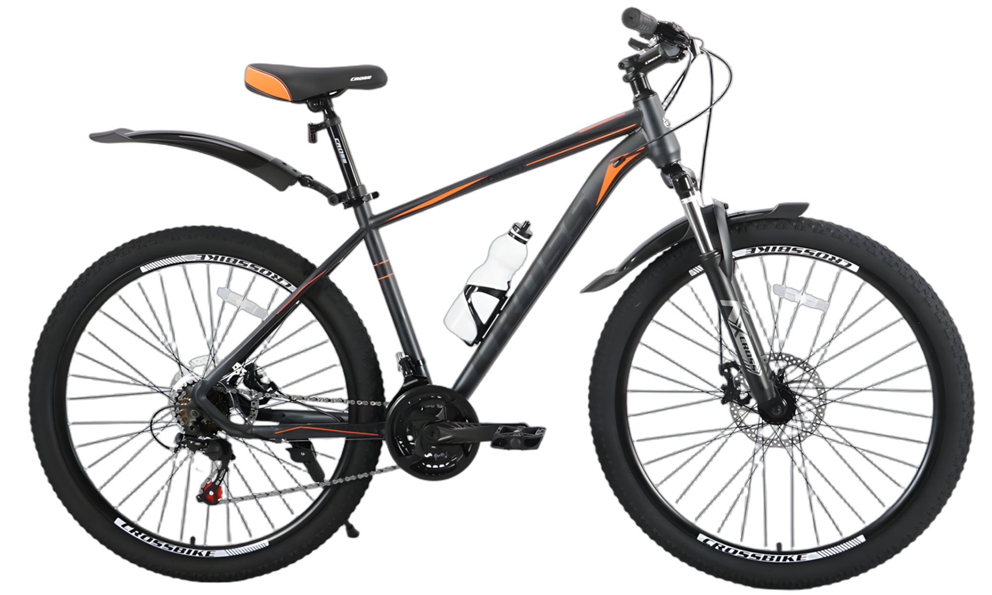 Велосипед Cross Forest 29", размер L, рама 19.5", год 2025, Серый-Оранжевый Велосипед Cross Forest 29", размер L, рама 19.5", год 2025, Серый-Оранжевый