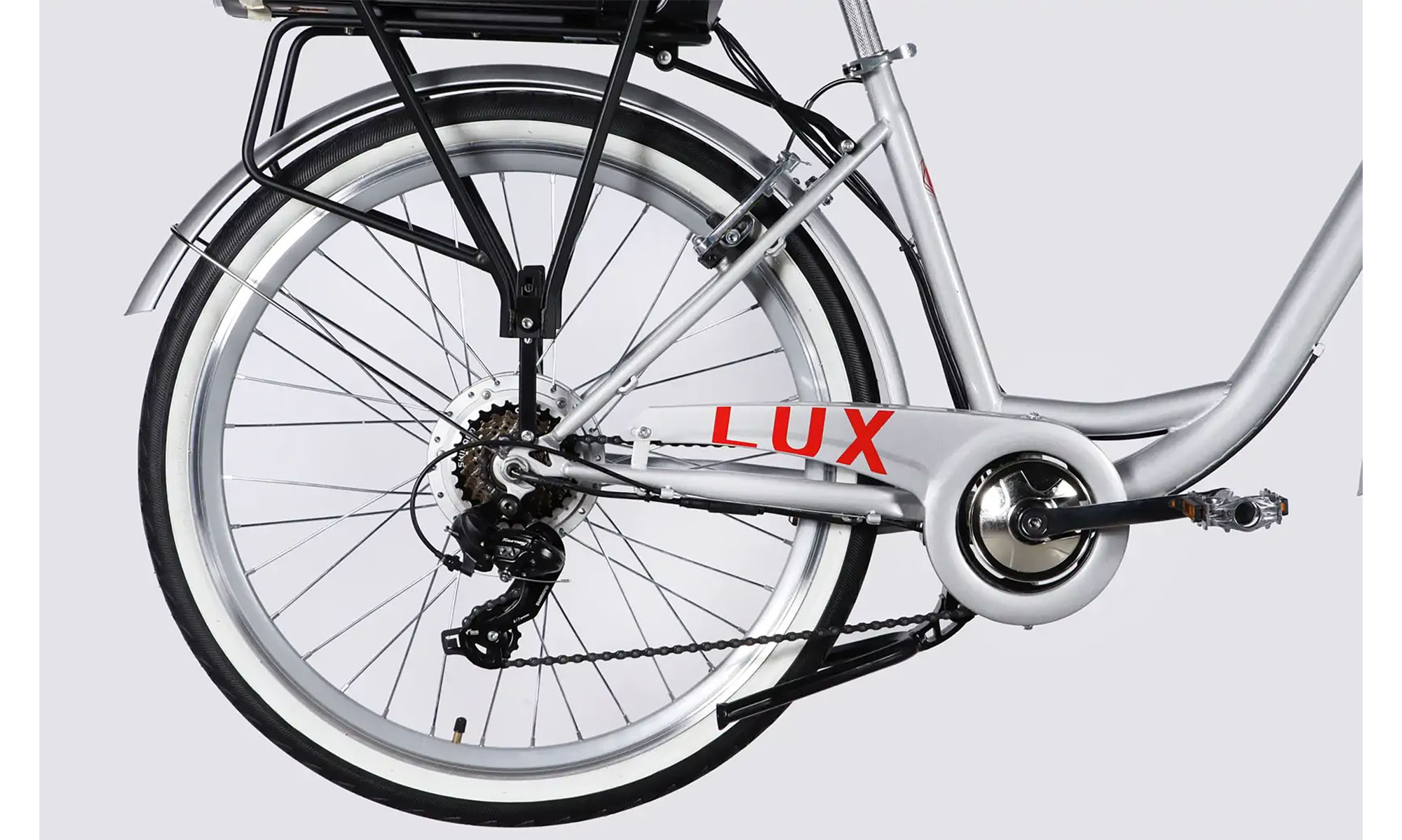 Велосипед с электроприводом Dorozhnik eLUX Vbr FR 26", размер M. рама-17", 36B, 13А*ч, 500Вт, год 2026, серебристый 3