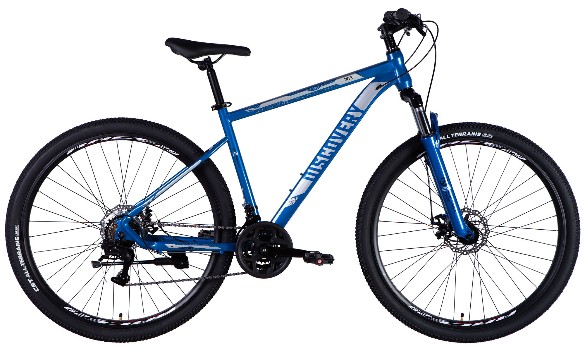 Велосипед Discovery TREK DD FR 29", размер XL, рама 21", год 2025, сине-серебристый 