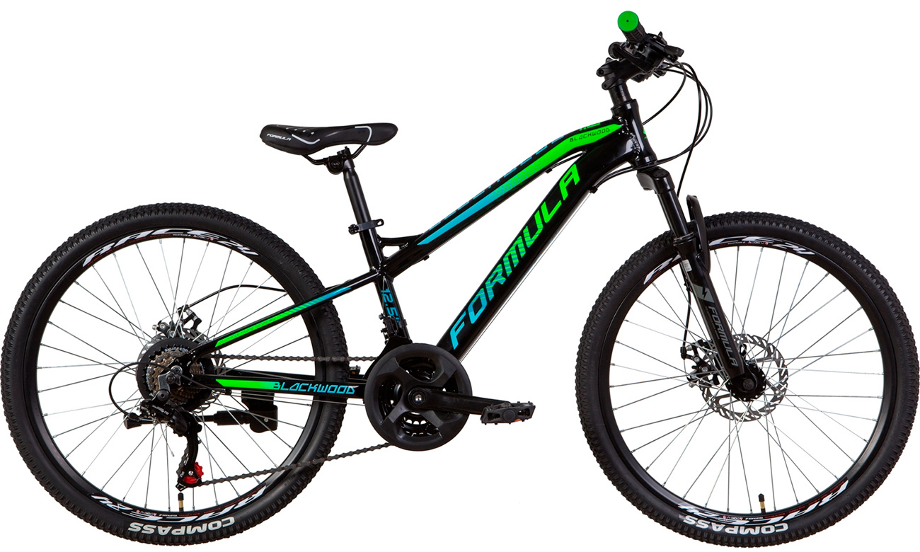 Велосипед Formula BLACKWOOD 1.0 AM DD  24" (2021) 2021 Черно-зеленый 2