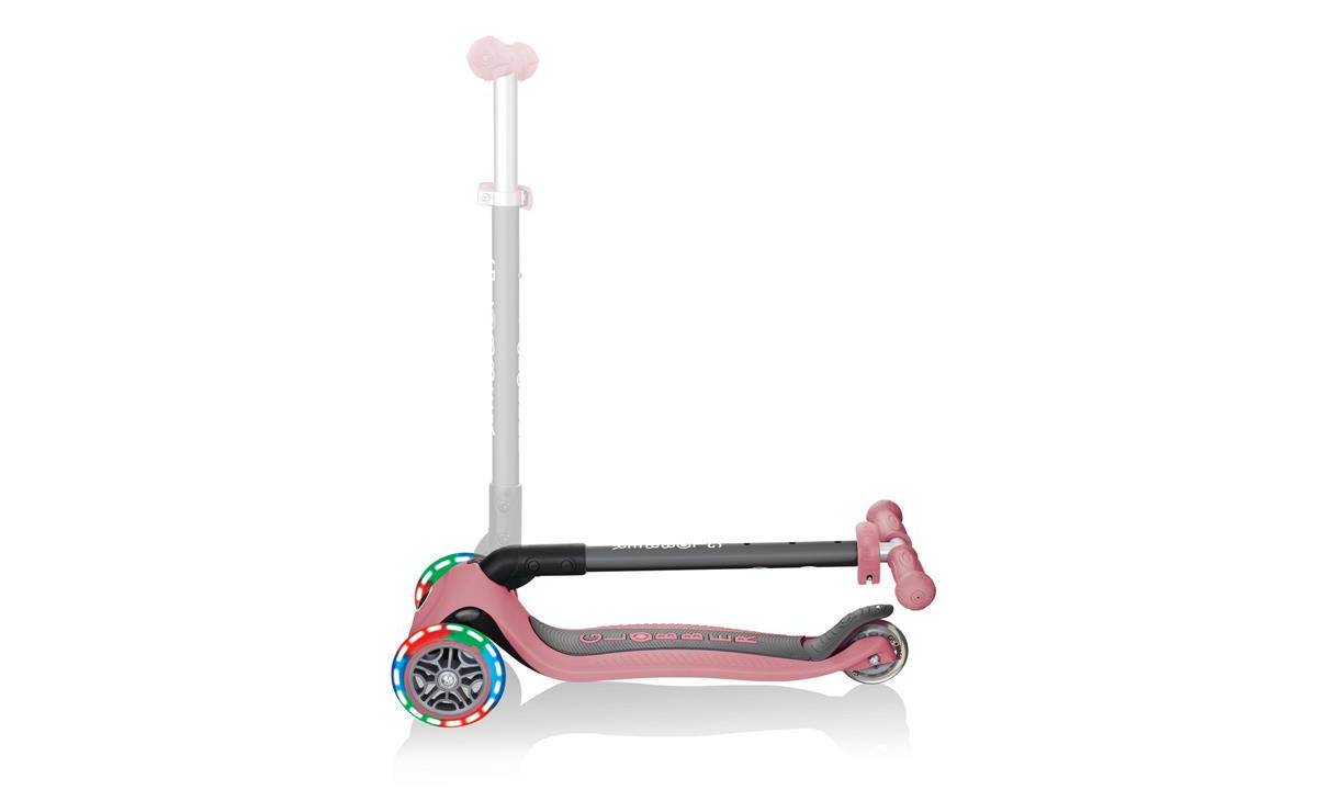 Самокат GLOBBER PRIMO FOLDABLE LIGHTS, пастельно-розовый, колёса с подсветкой, 3+ 5