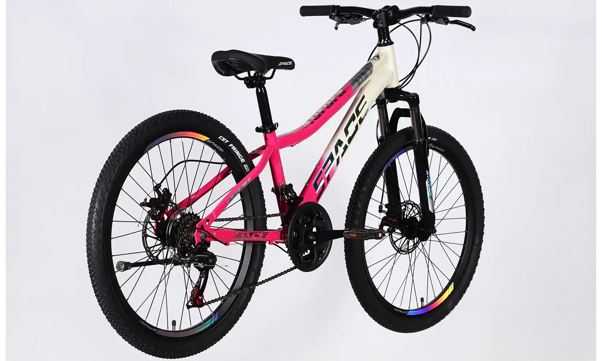 Велосипед SPACE AURORA DD FR 24", размер XXS, рама-12", год 2026, бело-розовый 4