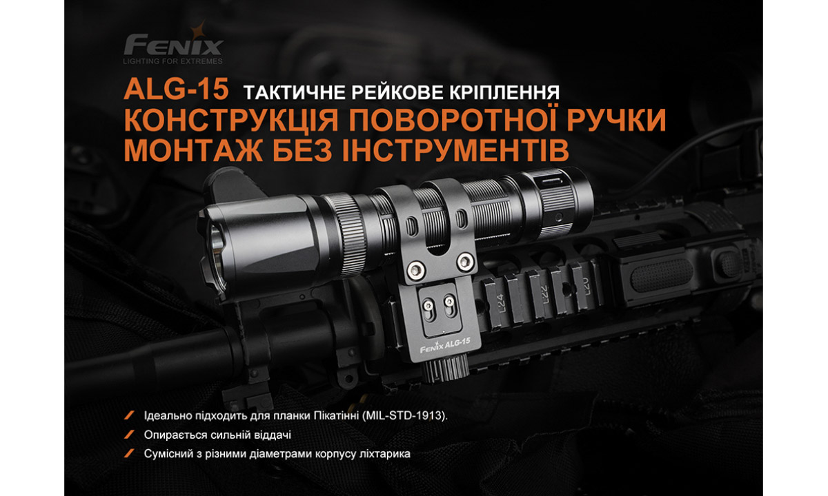 Крепление на оружие для тактических фонарей Fenix ALG-15 3 Крепление на оружие для тактических фонарей Fenix ALG-15 3
