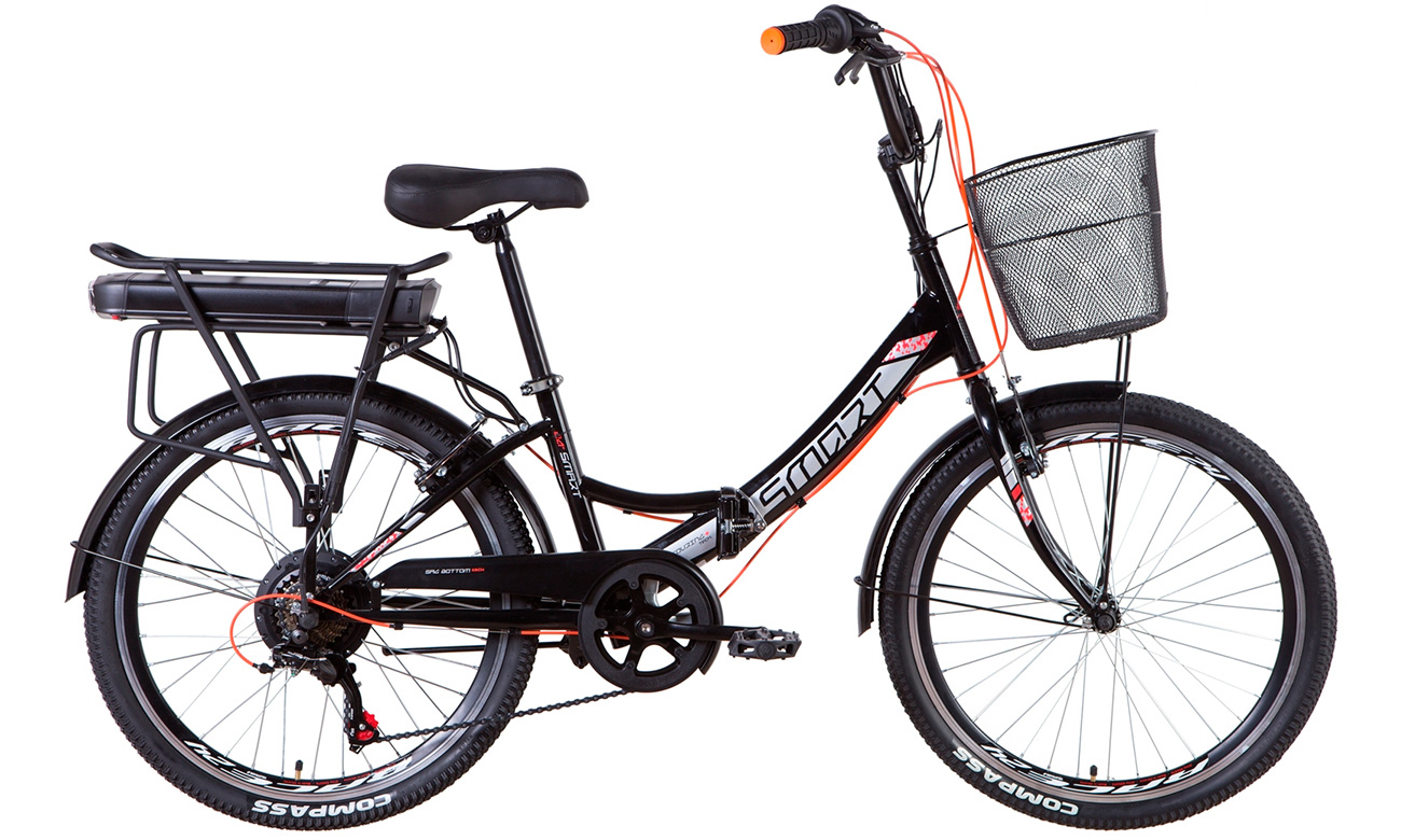 Електровелосипед Formula SMART 350W 24"+PAS (2021) 2021 Чорно-жовтогарячий 2
