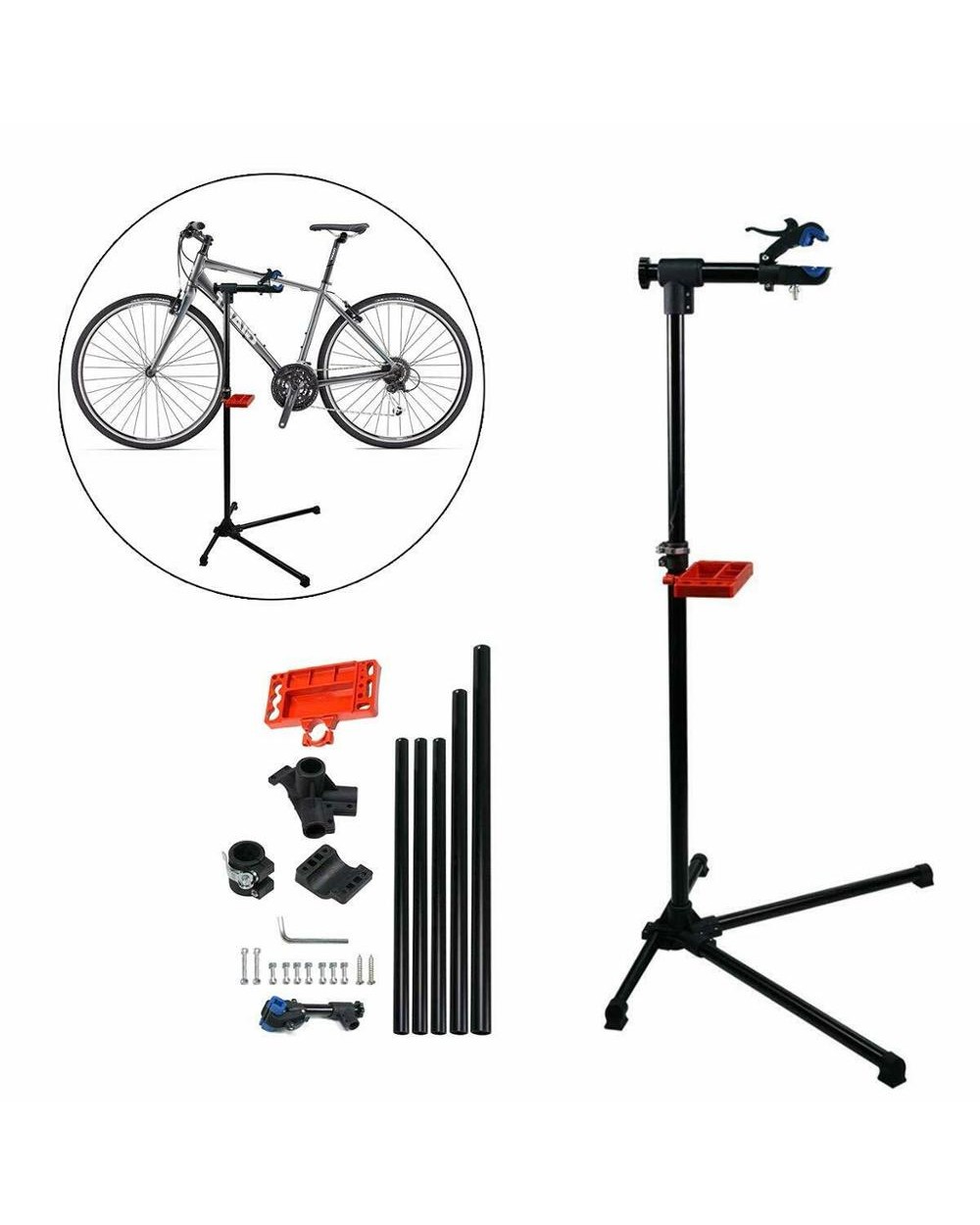 Фотография Стойка складная для велосипеда Bike Repair Stand с полкой, сталь, черная 4