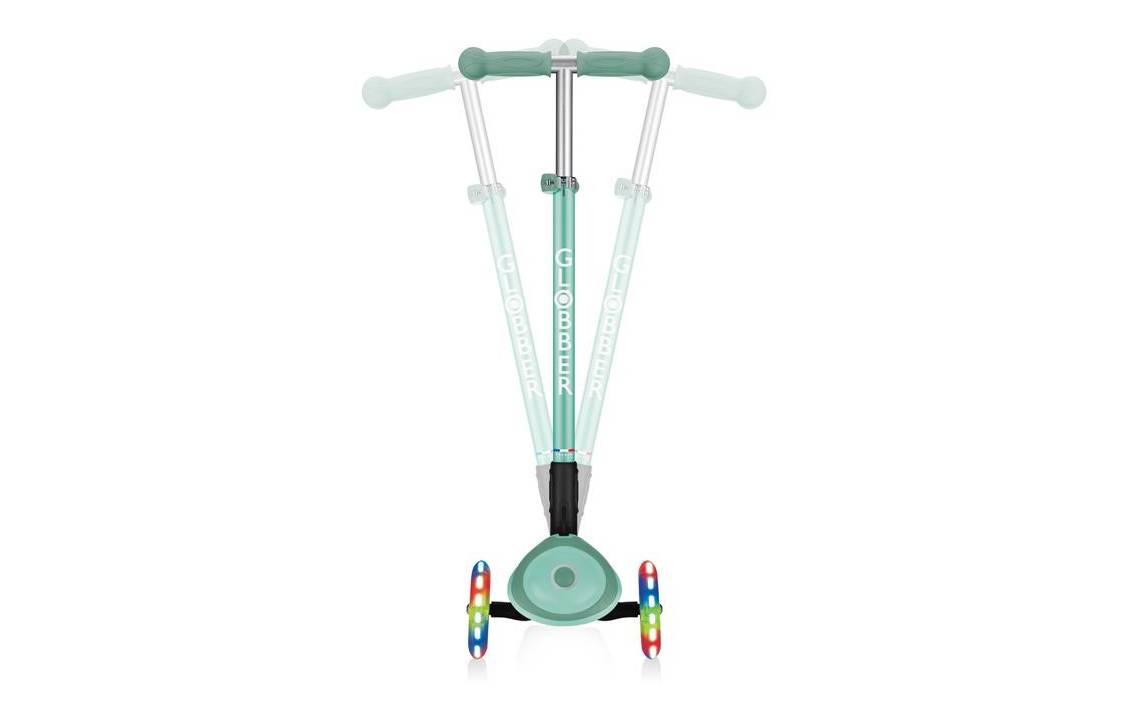 Самокат GLOBBER PRIMO FOLDABLE PLUS LIGHTS, м'ятний, колеса з підсвічуванням, 3+ 7