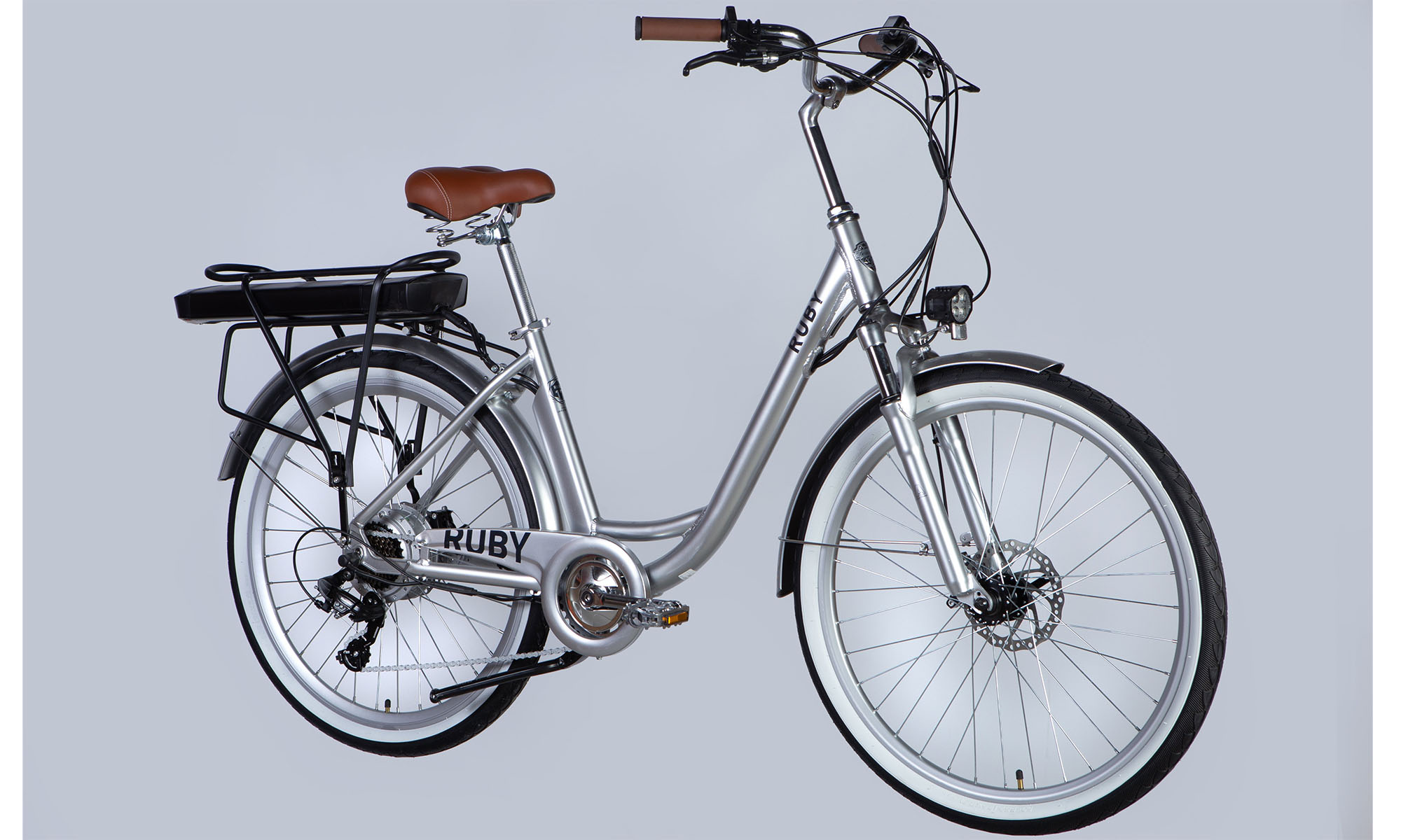 Велосипед с электроприводом Dorozhnik eRUBY DD FR 26", размер M, рама-17", 36B, 12.5А*ч, 500Вт, год 2025, светло-серый 6