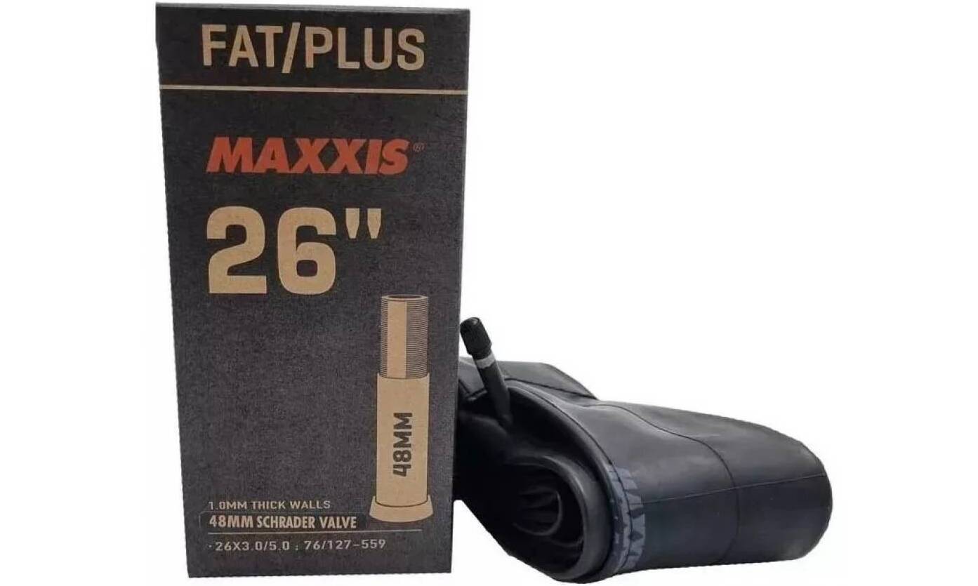 Камера MAXXIS FAT/PLUS 26X3.0/5.0 Ниппель - Schrader 48мм Камера MAXXIS FAT/PLUS 26X3.0/5.0 Ниппель - Schrader 48мм