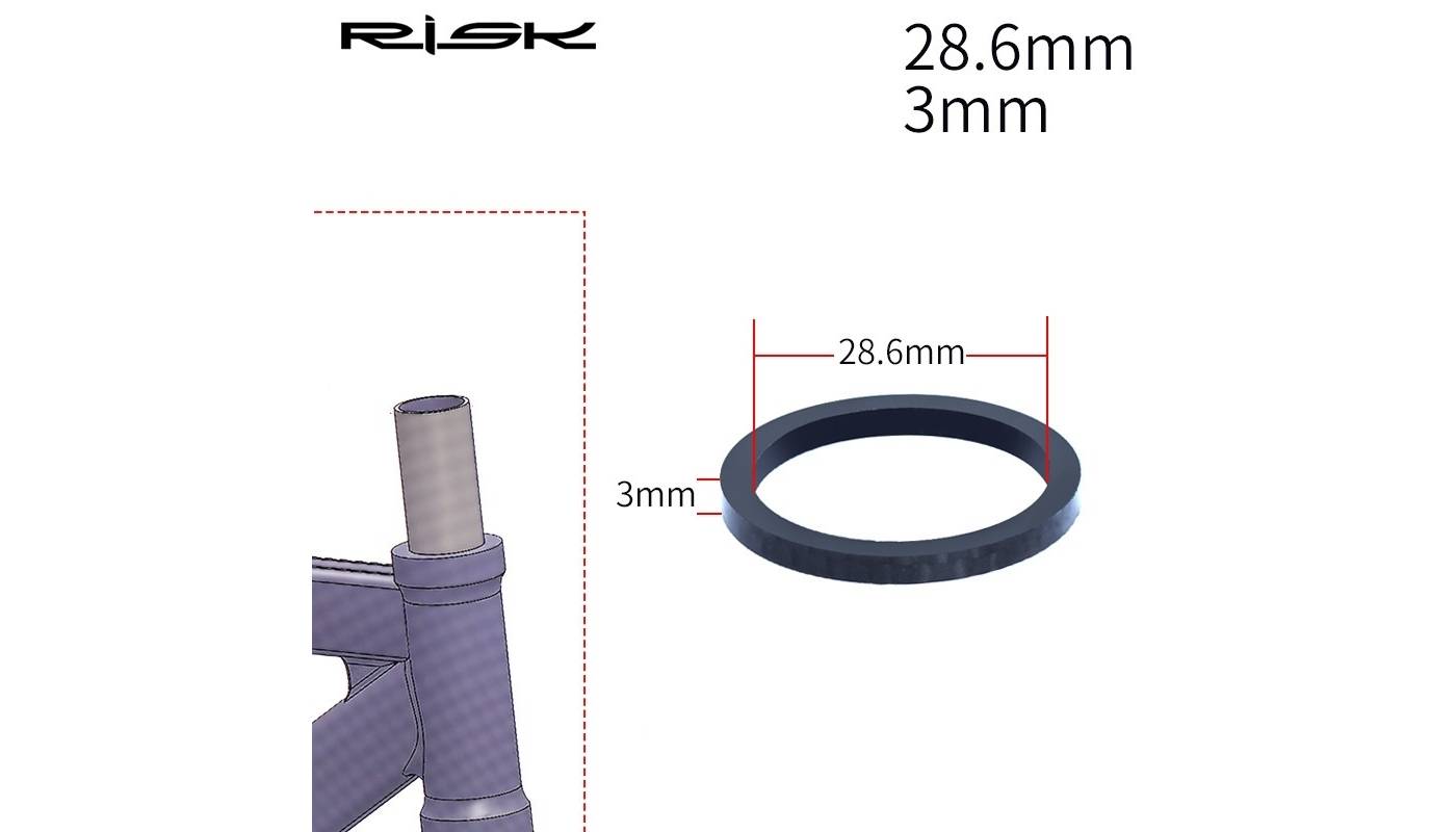 Фотографія Проставочное кольцо карбон RISK RA120-1-1  3мм*28.6мм черн. 
