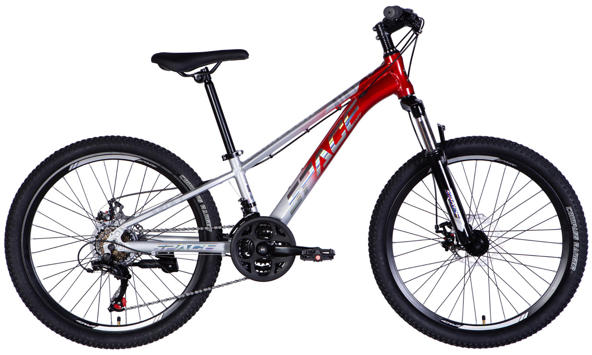 Велосипед SPACE PHAETON DD FR, 24", розмір XXS, рама-11", рік 2026, сріблясто-червоний Велосипед SPACE PHAETON DD FR, 24", розмір XXS, рама-11", рік 2026, сріблясто-червоний