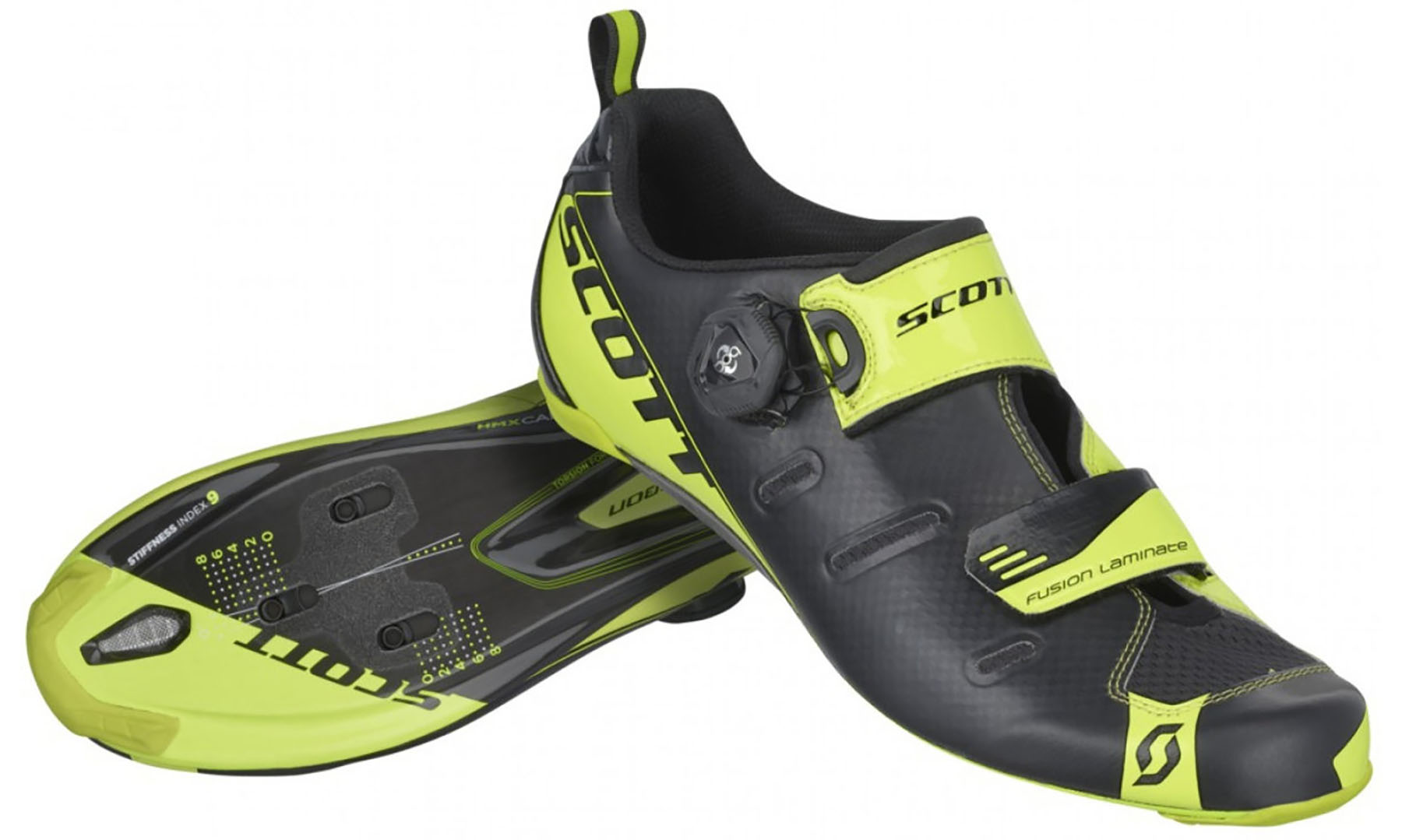 Фотография Велотуфли SCOTT ROAD TRI Carbon, черно-желтые, размер 43 (242135.4755)