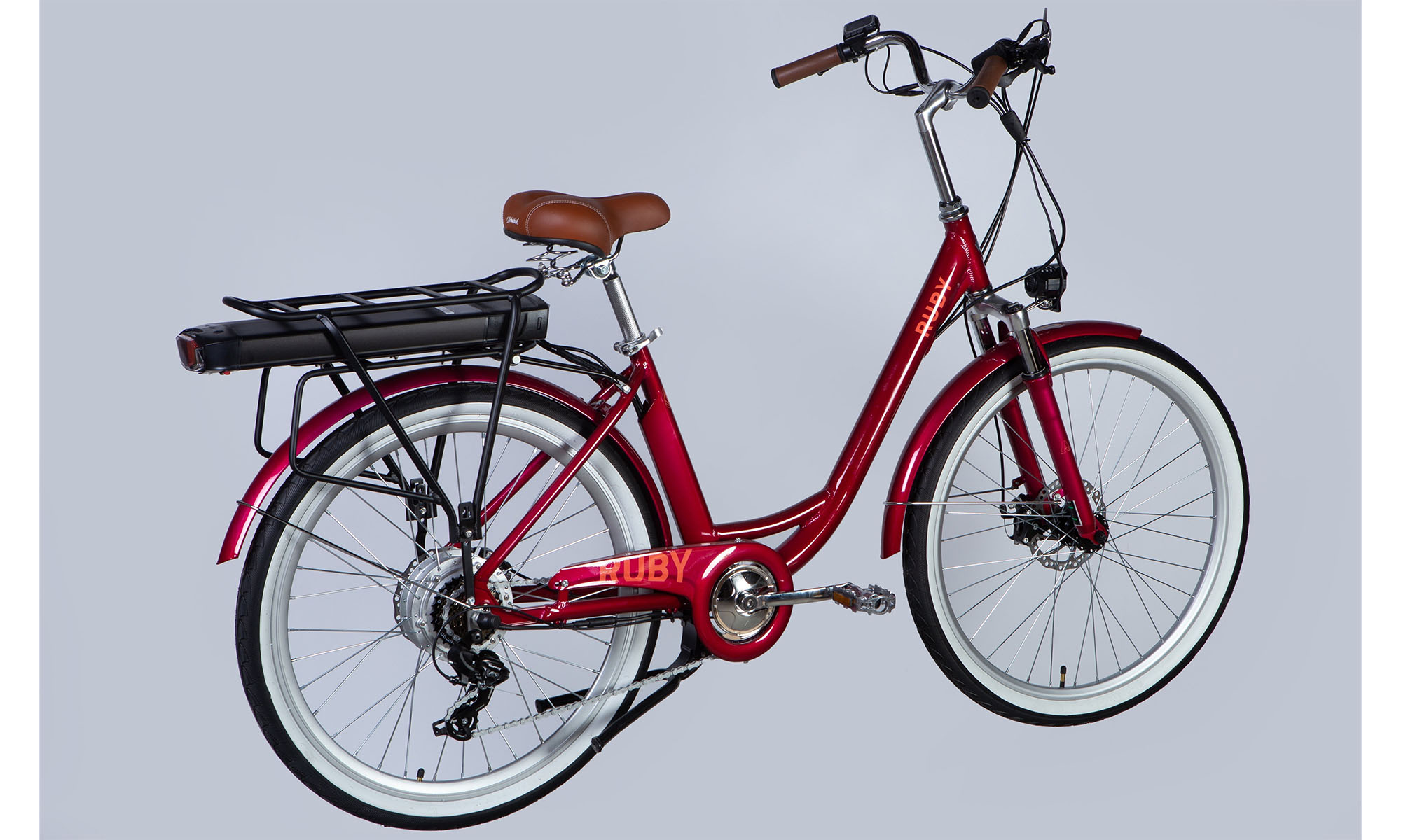 Велосипед с электроприводом Dorozhnik eRUBY DD FR 26", размер M, рама-17", 48B, 12.5А*ч, 500Вт, год 2025, бордовый 3