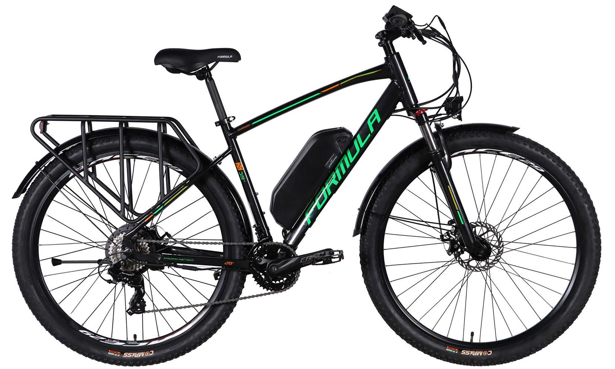 Велосипед с электроприводом Formula eCURSOR MAN DD CS 29", размер L, рама-19", 48B, 13А*ч, 500Вт, год 2026, черно-зеленый