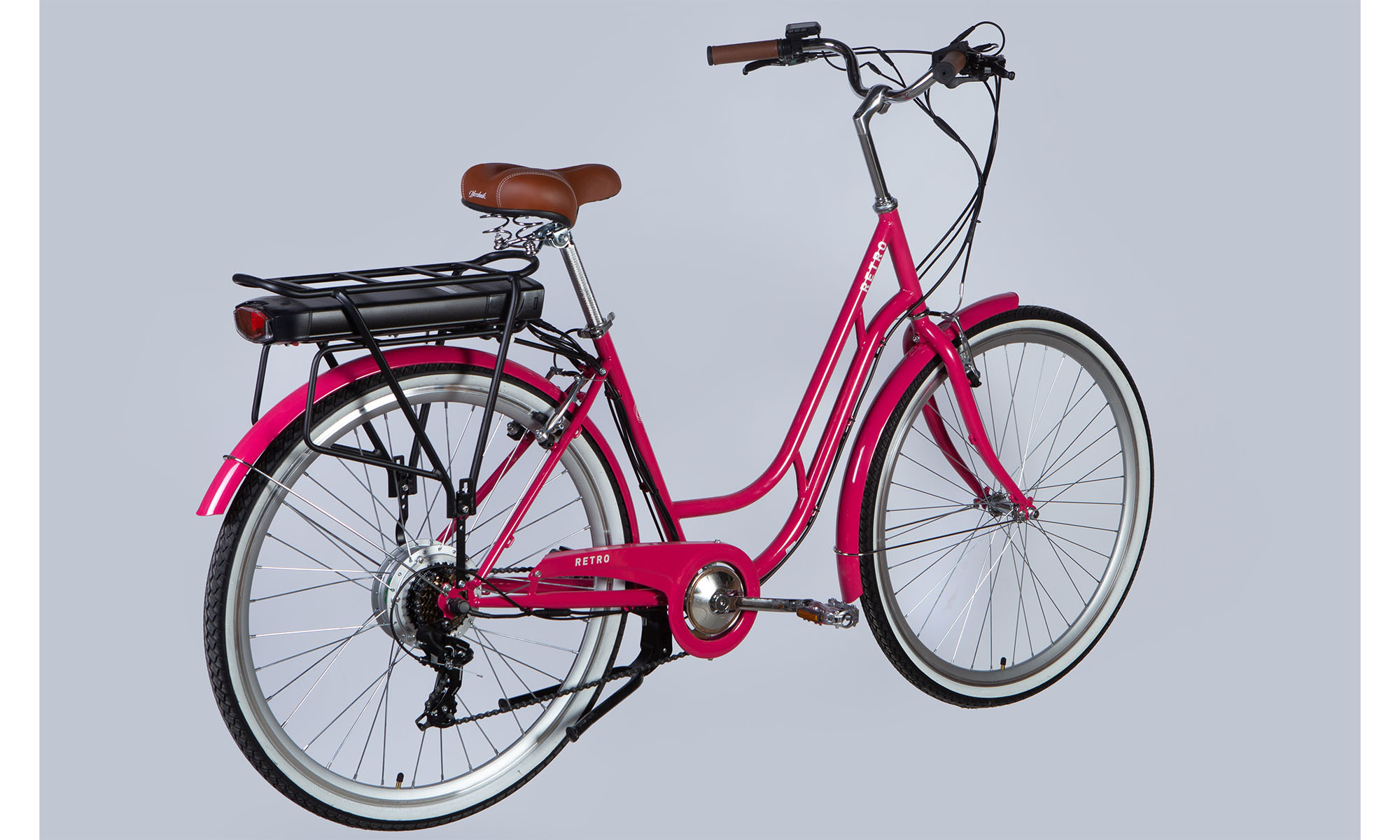 Велосипед с электроприводом Dorozhnik eRETRO Vbr FR 28" размер L рама-19" 36B 12.5А*г 500Вт 2025 розовый YS 7452  2
