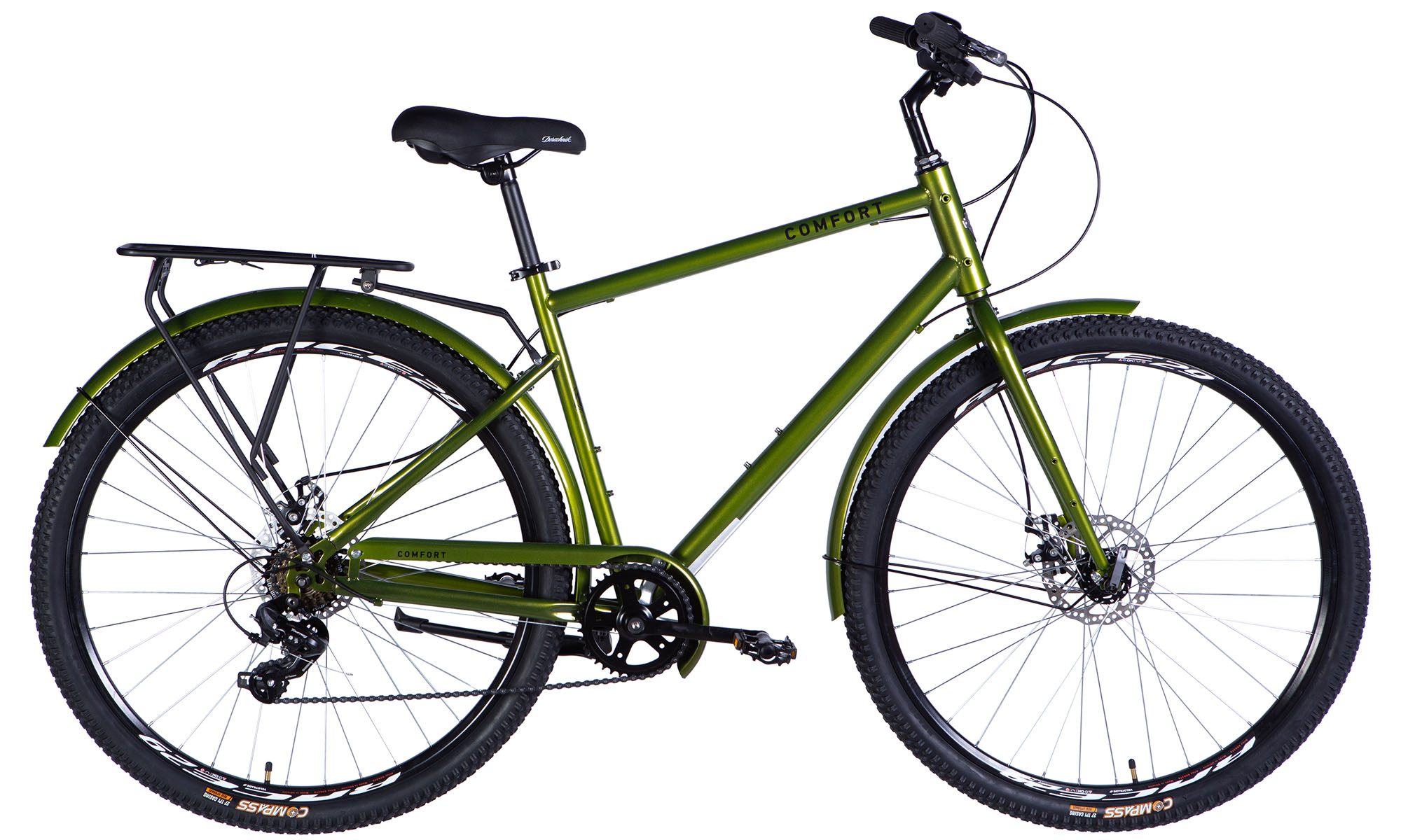 Фотография Велосипед Dorozhnik COMFORT MALE DD FR 28", размер L, рама-20", 2025, болотно-зеленый  