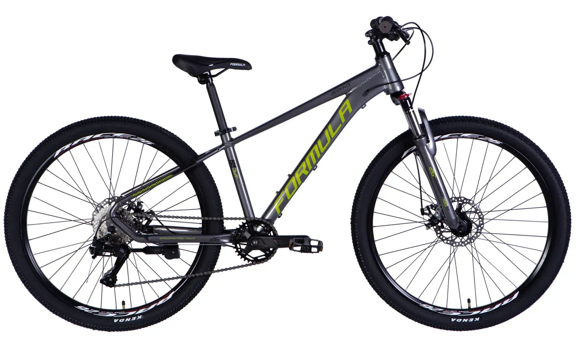 Велосипед Formula ZEPHYR 3.0 DD CS, 26", розмір XS, рама 14", рік 2026, сірий з зеленим 