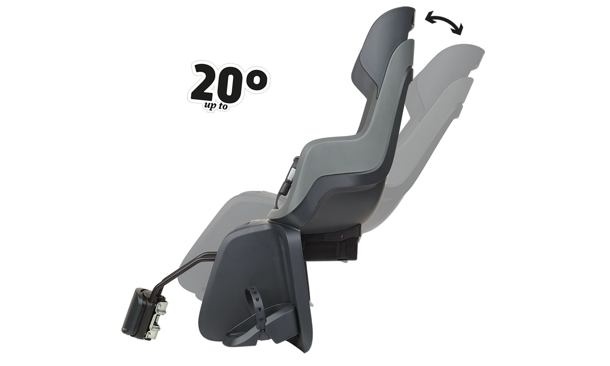 Детское велокресло Bobike GO Frames RS Reclining System - заднее сиденье на раму, серое 3 Детское велокресло Bobike GO Frames RS Reclining System - заднее сиденье на раму, серое 3