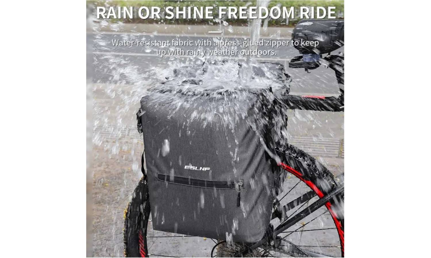 Велосумка на багажник EsLNF 2-х секционная, 28л, серый 3