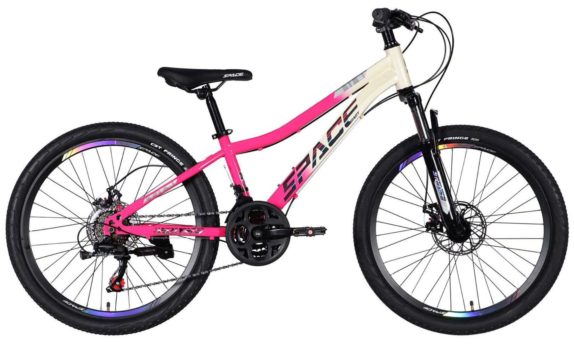 Велосипед SPACE AURORA DD FR 27.5", размер S, рама-15", год 2026, бело-розовый 