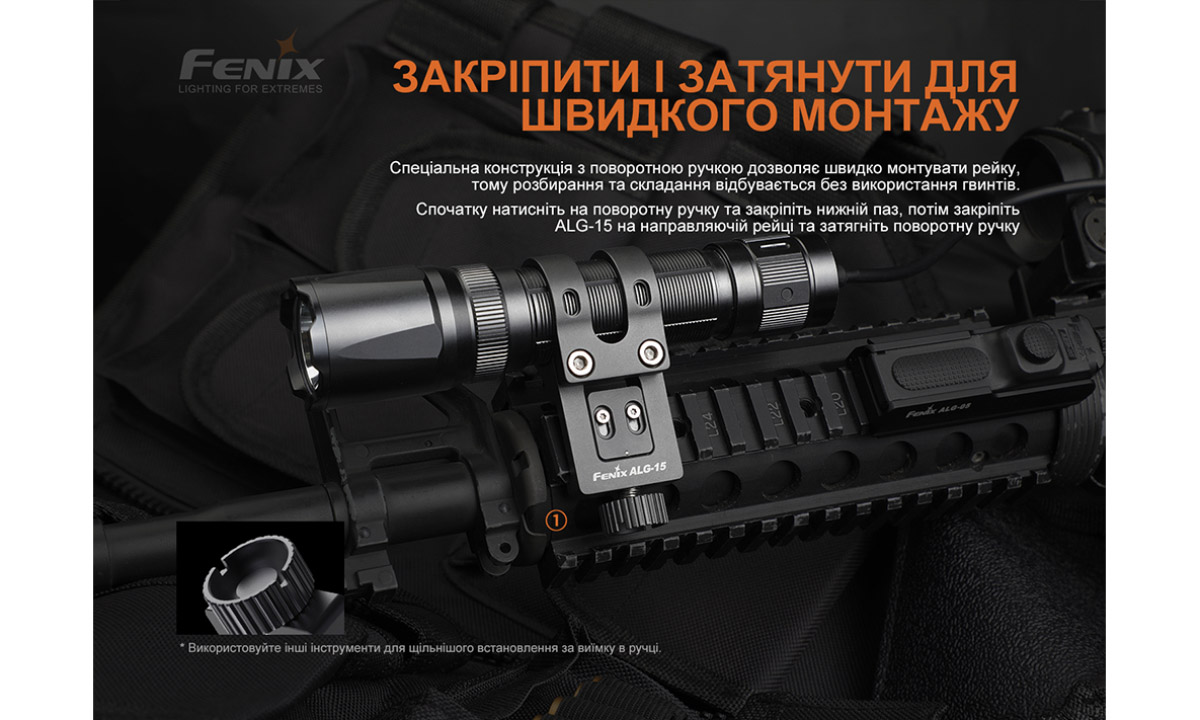 Крепление на оружие для тактических фонарей Fenix ALG-15 4 Крепление на оружие для тактических фонарей Fenix ALG-15 4