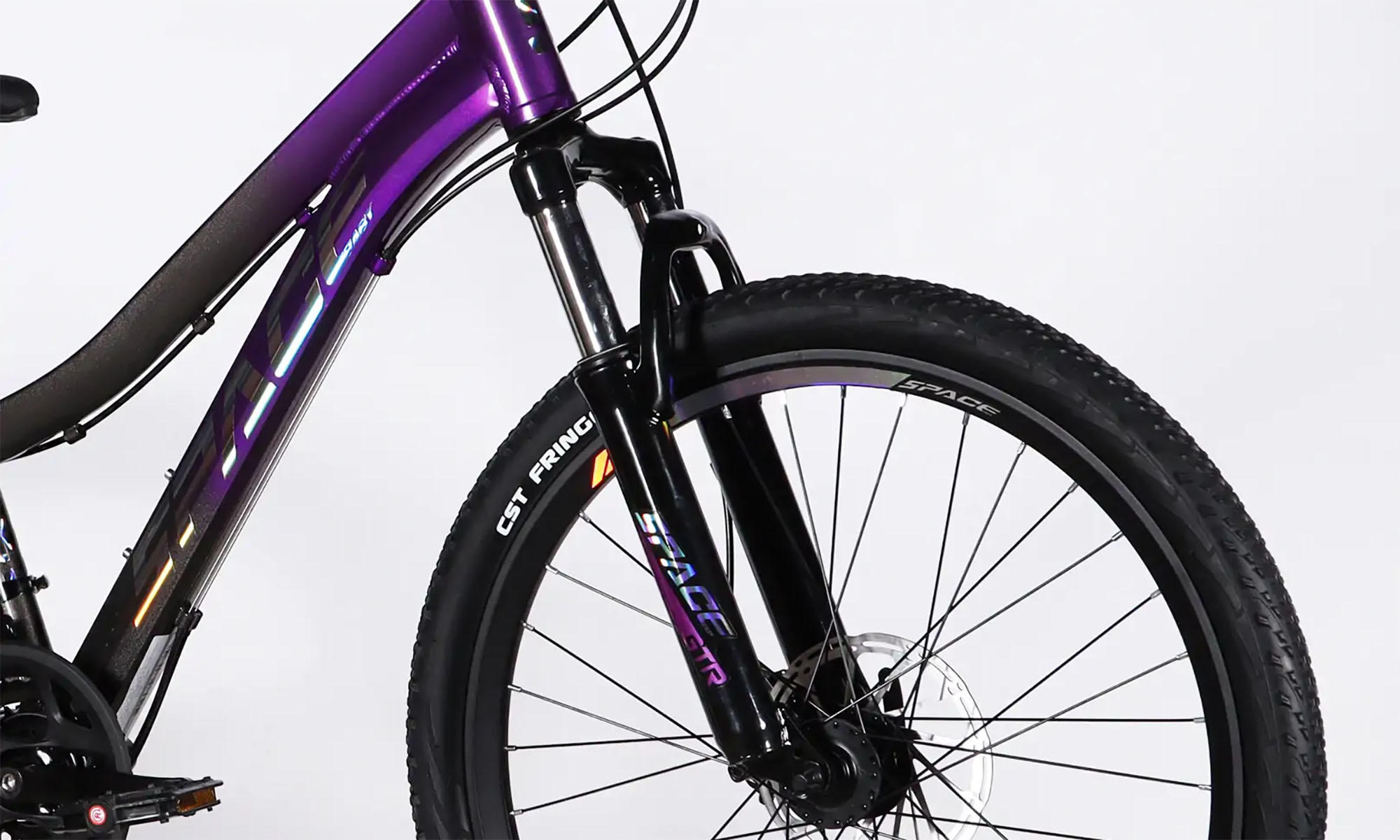 Велосипед SPACE IZIDA DD FR, 24", розмір XXS, рама-11", рік 2026, фіолетово-сріблястий 2 Велосипед SPACE IZIDA DD FR, 24", розмір XXS, рама-11", рік 2026, фіолетово-сріблястий 2