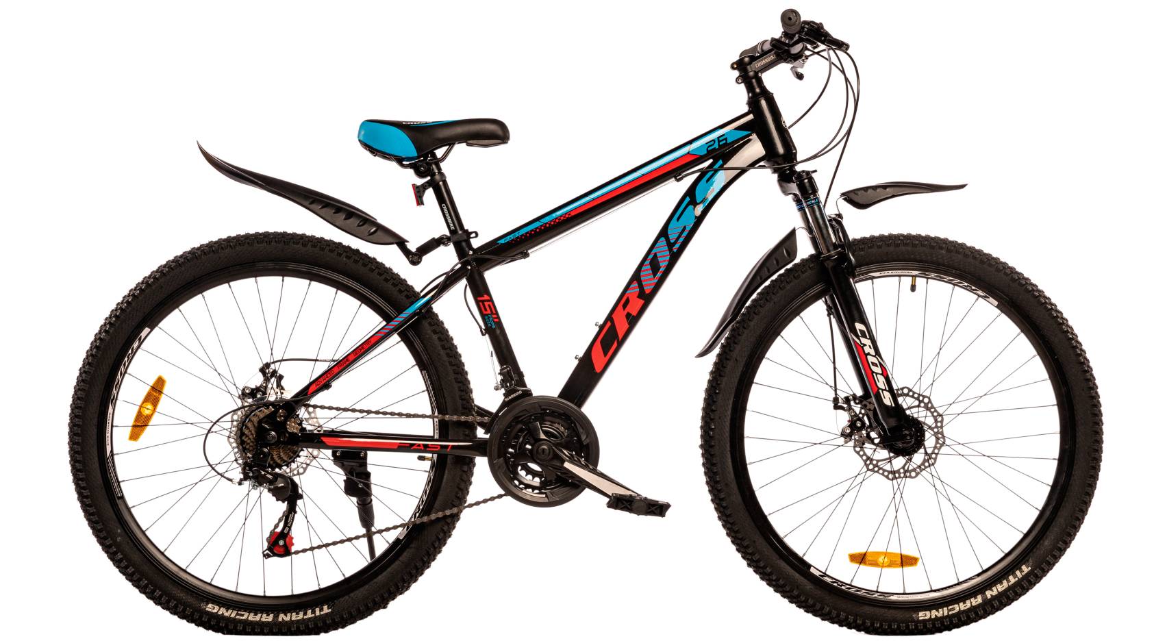 Фотография Велосипед Cross FAST 26" размер XS рама 13" (2023) Черный-Синий-Красный