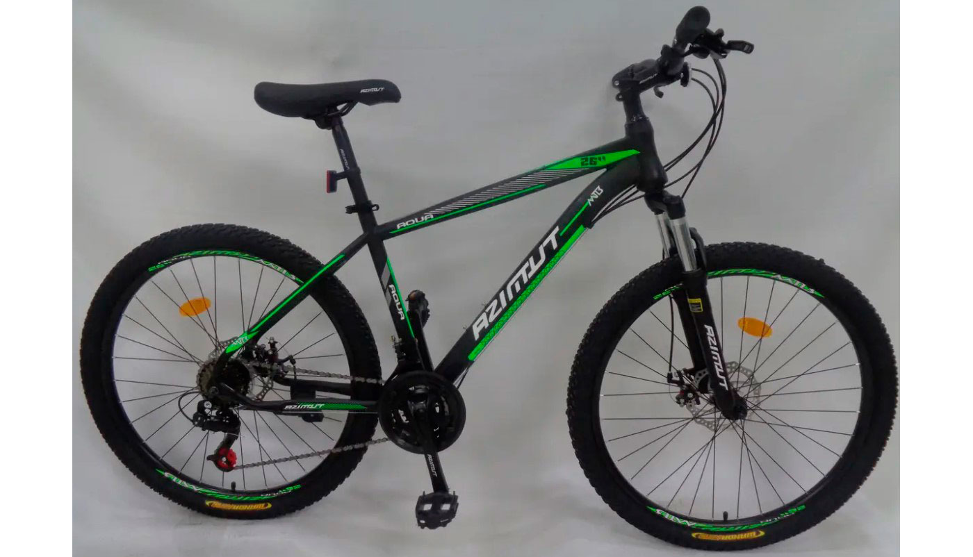 Фотографія Велосипед Azimut Aqua D 27,5" розмір М рама 17 Чорно-Зелений