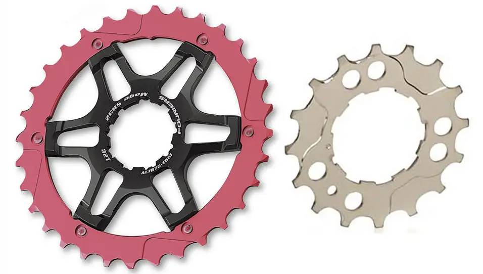 Звезда кассеты Fouriers Shimano 10ск алюм 42Т+сталь 16Т, красный 2