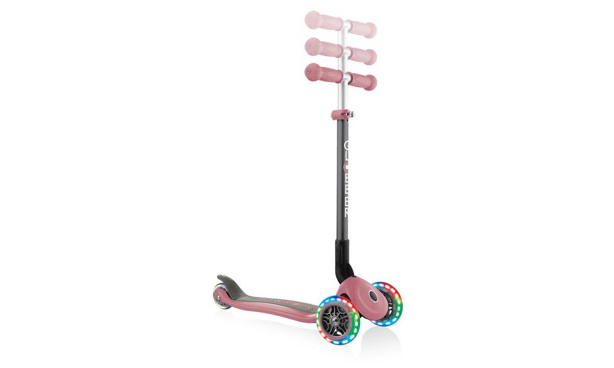 Самокат GLOBBER PRIMO FOLDABLE LIGHTS, пастельно-розовый, колёса с подсветкой, 3+ 3