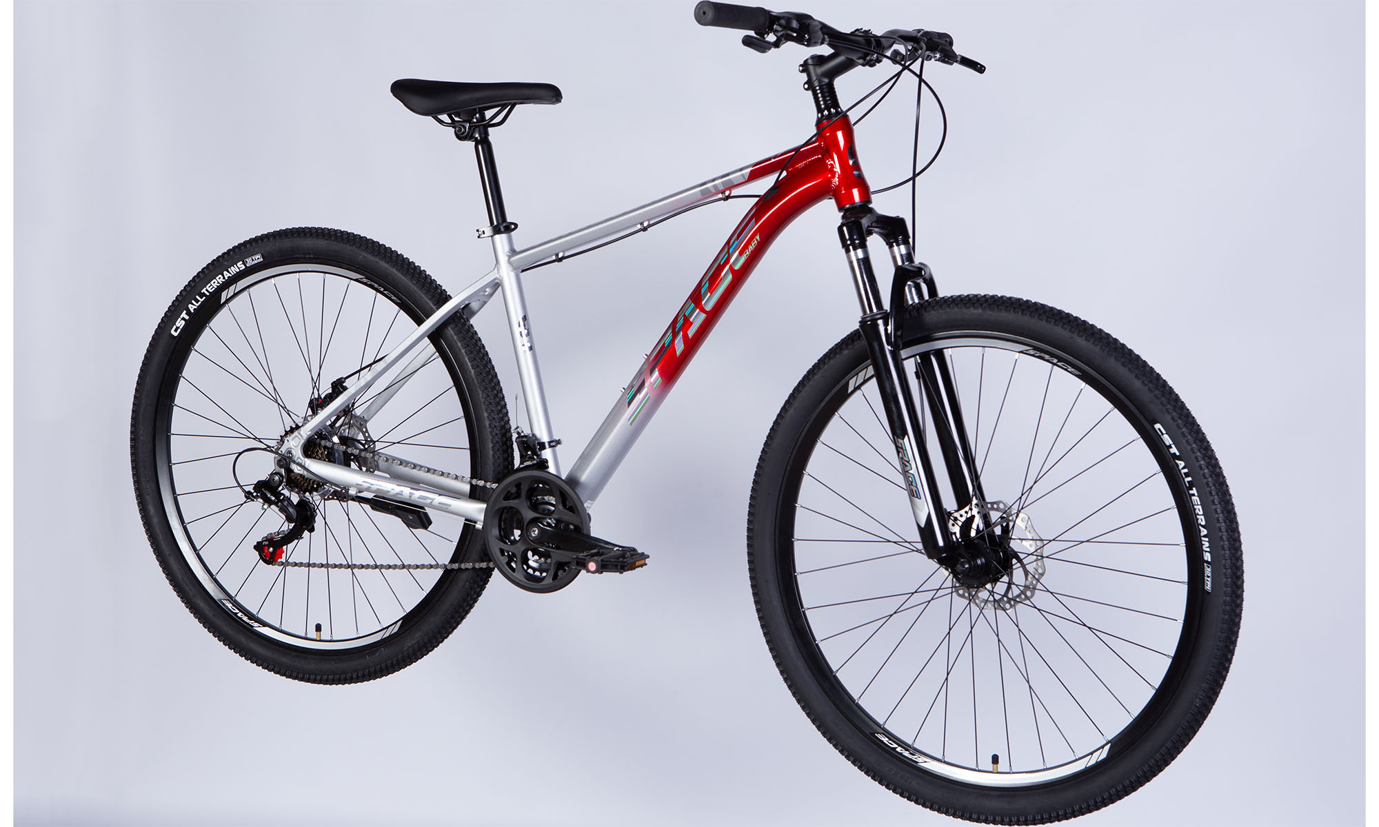 Велосипед SPACE PHAETON DD FR 29", AL, размер L, рама 20", 2025, серебристо-красный 5