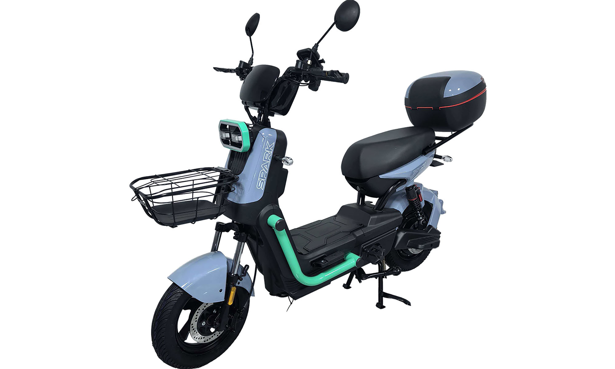 Велосипед з електромотором SPARK BOOST 14", розмір уніиверсальний, рік 2026, 72V/1200W/25Ah, сірий з блакитним 2