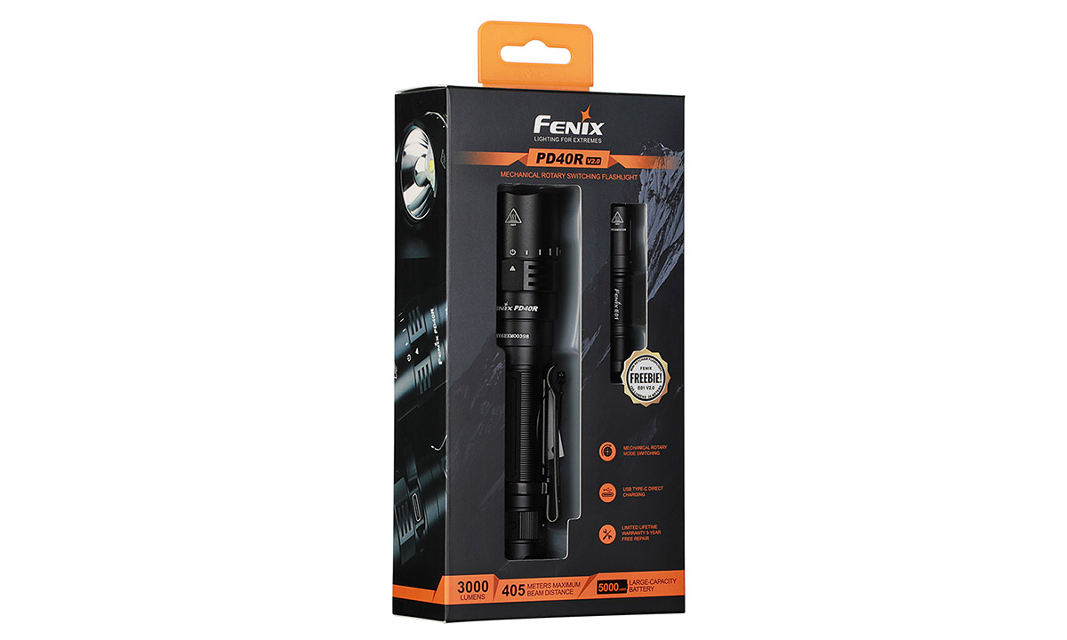 Ліхтар ручний Fenix PD40R V2.0 + Ліхтар ручний Fenix E01 V2.0 у подарунок 4 Ліхтар ручний Fenix PD40R V2.0 + Ліхтар ручний Fenix E01 V2.0 у подарунок 4