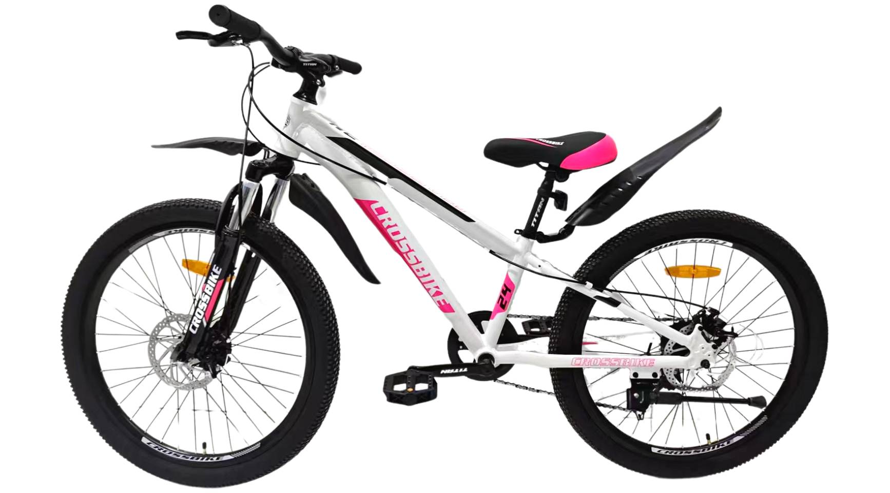 Велосипед Crossbike Dragster Susp 24", розмір XXS рама 11" (2024), Біло-рожевий 2