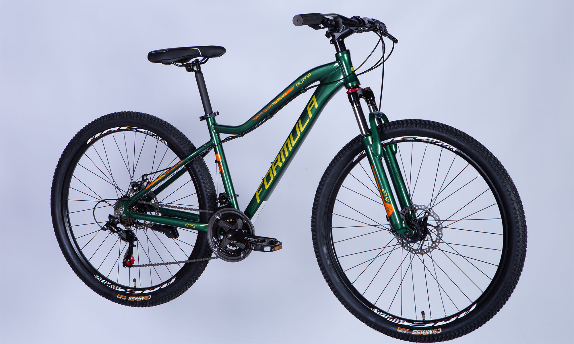 Велосипед Formula ALPINA DD FR 27.5", размер S рама-16" 2025, зелено-желтый 3
