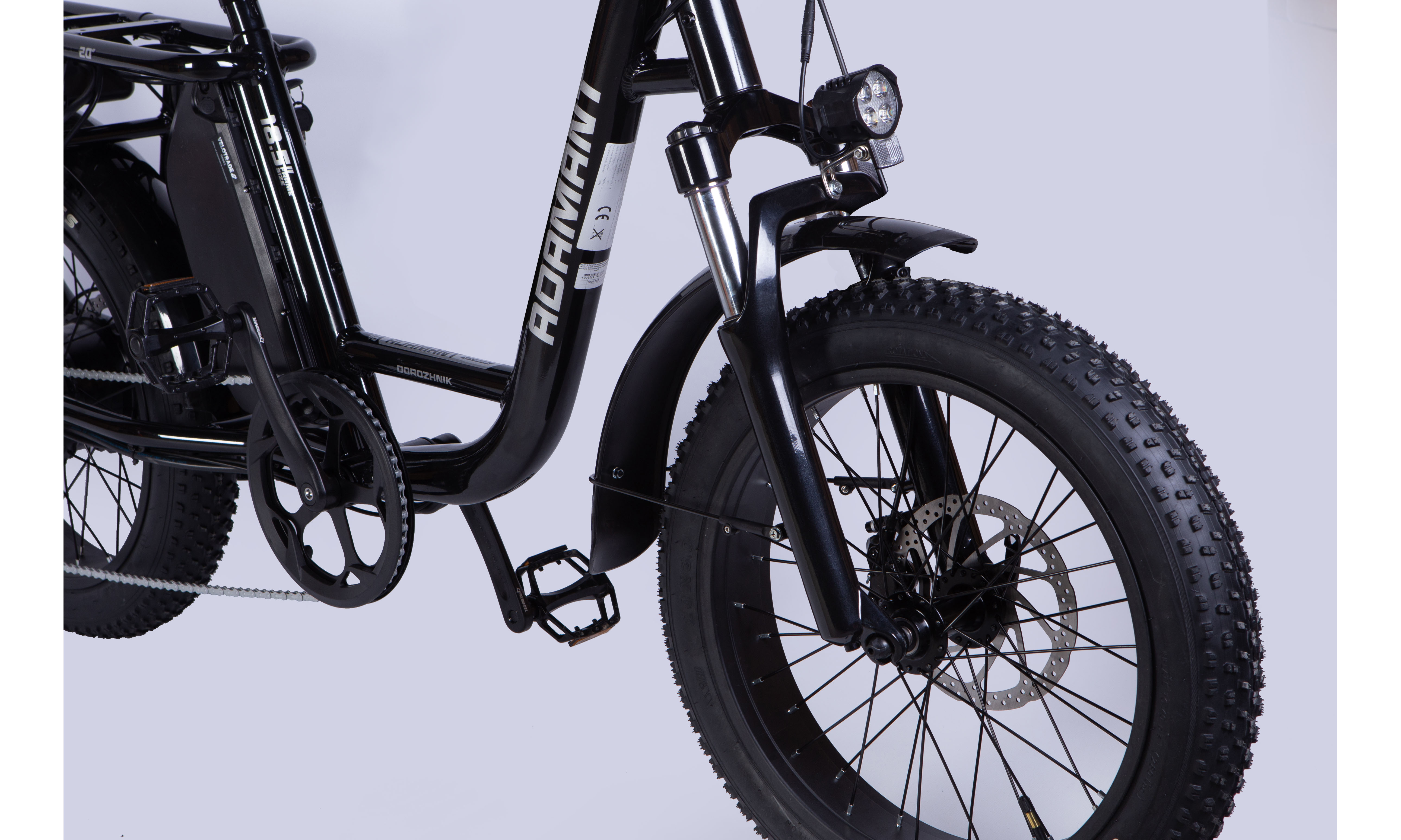 Велосипед с электроприводом Dorozhnik eADAMANT HDD 20", размер M. рама-18,5" 48B 17.5А*г 750Вт, 2025,  черный, крылья, подножка 4