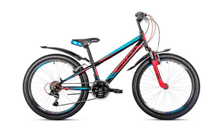 Фотография Велосипед Intenzo ENERGY V-BRAKE 24" (2019), размер рамы XXS, Оранжево-синий