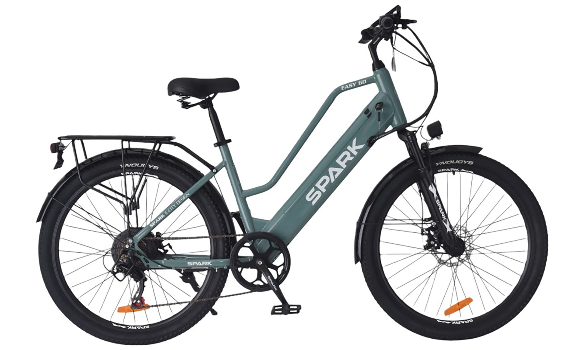 Велосипед с электромотором SPARK E-CITY EASY GO 26", размер M, рама 17", 48V/500W/12,5Ah, год 2026, серо-оливковый 