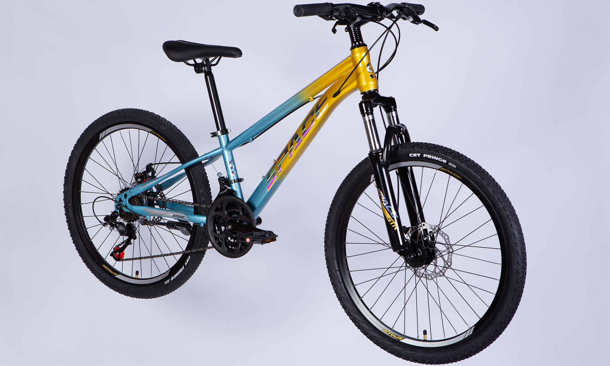 Велосипед SPACE MARS DD FR 24", ST, размер XXS, рама-11", 2025, золотисто-голубой 7