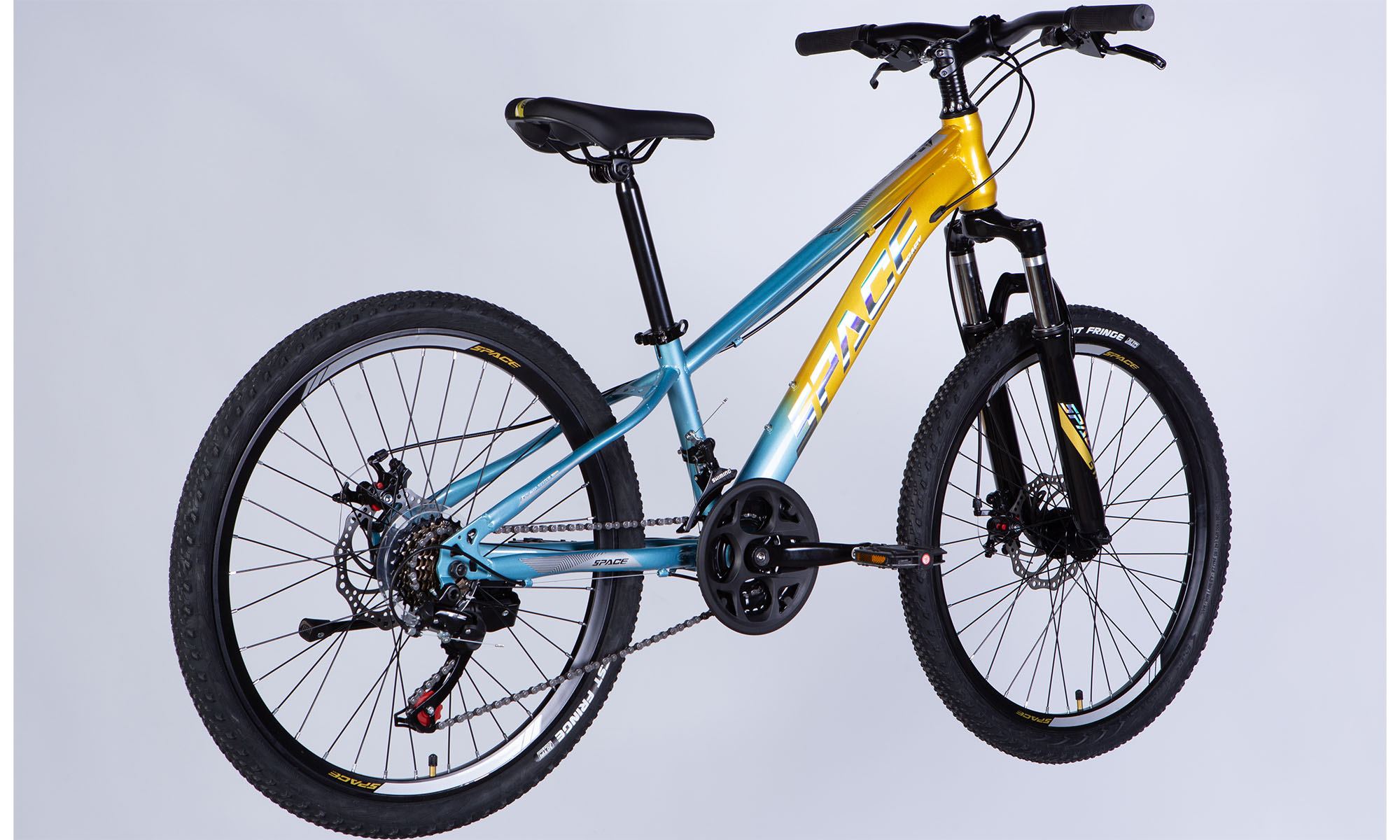 Велосипед SPACE MARS DD FR 24", ST, размер XXS, рама-11", 2025, золотисто-голубой 6