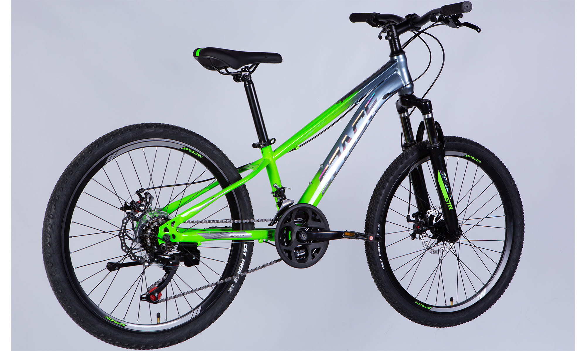 Велосипед SPACE MARS DD FR 24", ST, размер XXS, рама-11", 2025, зелено-серебристый 2