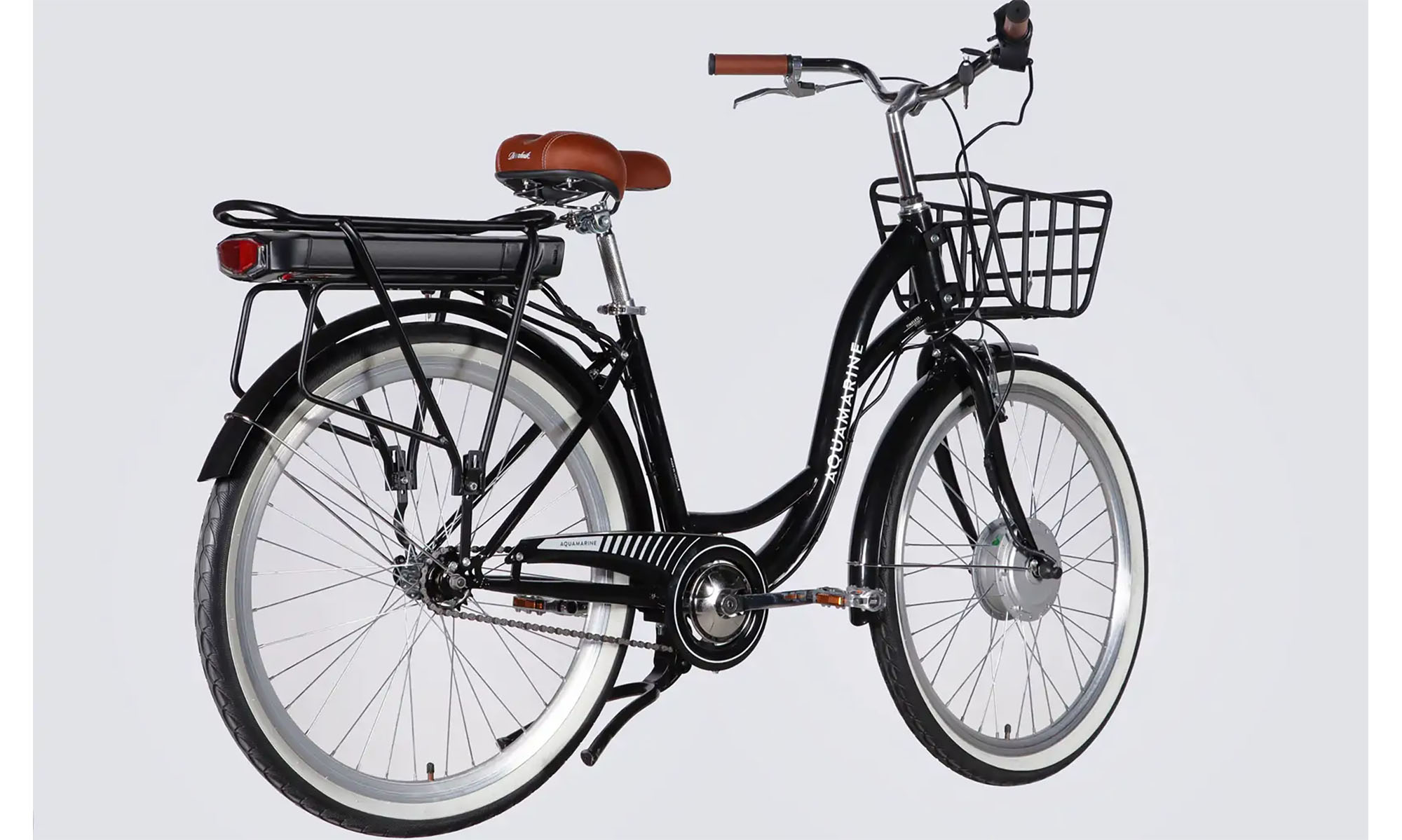 Велосипед с электроприводом Dorozhnik eAQUAMARINE BH 26", размер M, рама-17", 36B, 13А*ч, 500Вт, год 2026, черный с корзиной 3