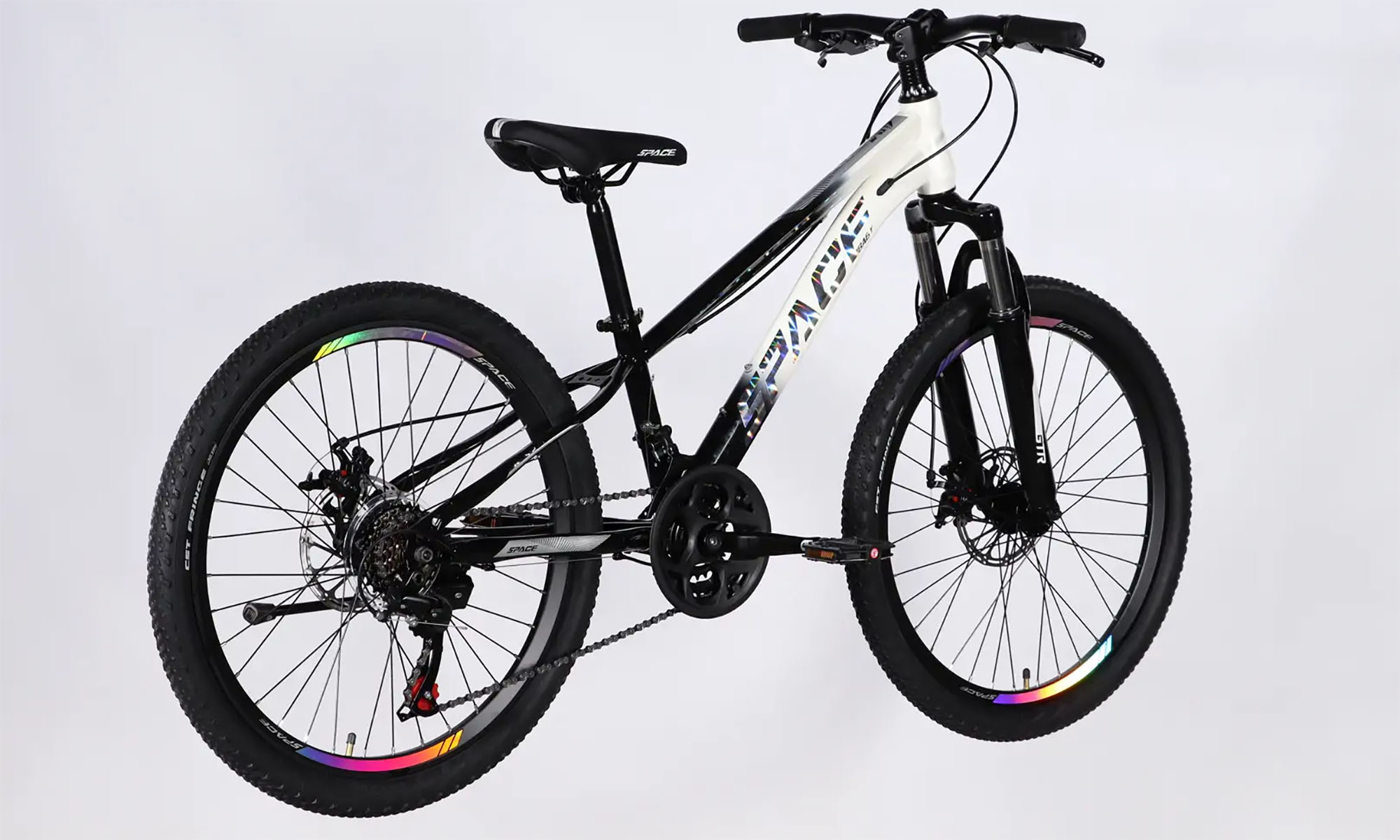 Велосипед SPACE MARS DD FR 24", размер XXS рама-11", год 2026, черный с белым 4 Велосипед SPACE MARS DD FR 24", размер XXS рама-11", год 2026, черный с белым 4