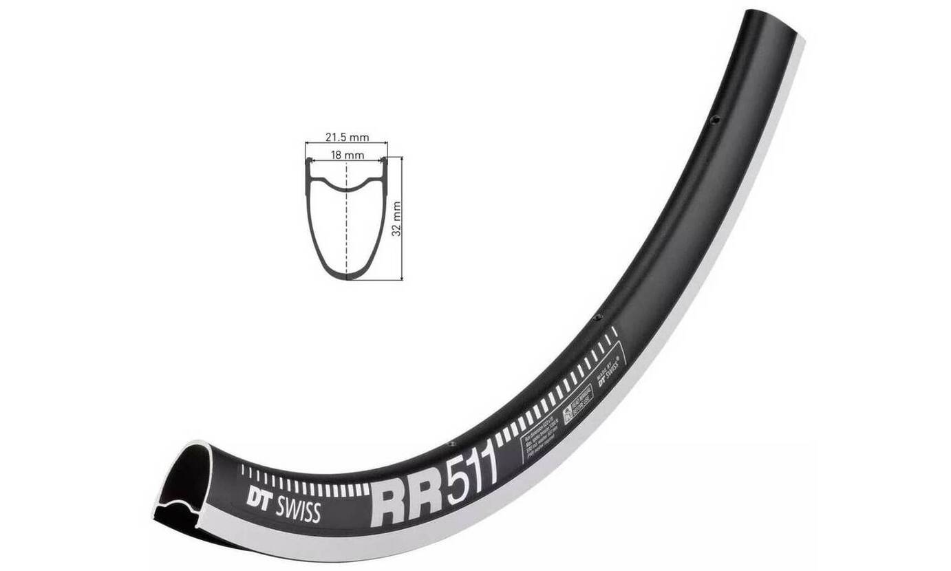 Обод DT Swiss RR 511, 29", размер 622×18 мм, 32 отверстия, ниппель Presta, ободные тормоза, черный 2