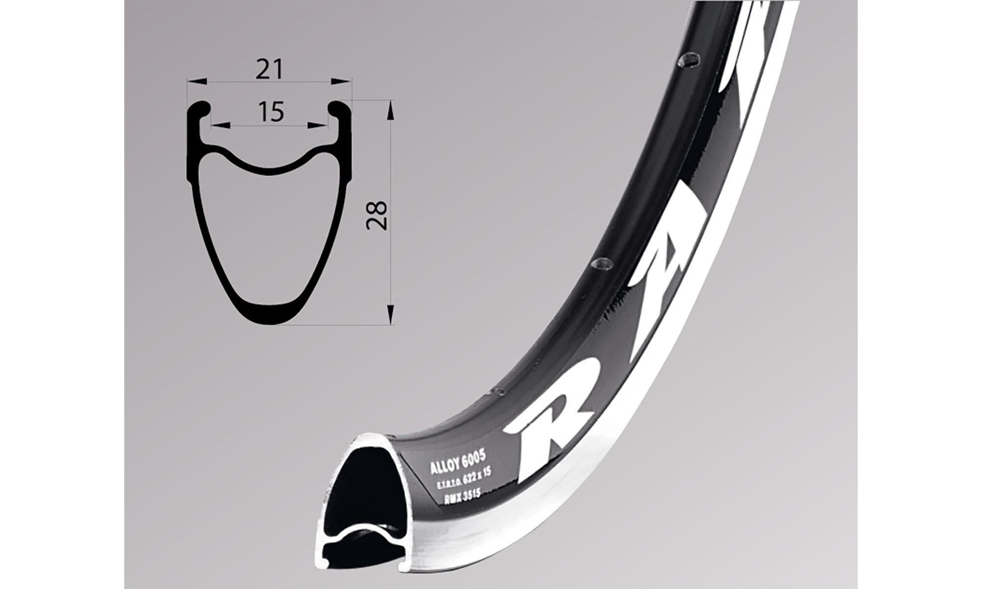 Обід Remerx RAPID RMX 3515, 28'', 622x15, 32 отв., FV, чорний анодований, V-Br, CNC 