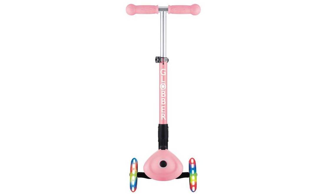 Самокат GLOBBER серії JUNIOR FOLDABLE FANTASY LIGHTS пастельно-рожевий з квітами, 2+ 7 Самокат GLOBBER серії JUNIOR FOLDABLE FANTASY LIGHTS пастельно-рожевий з квітами, 2+ 7