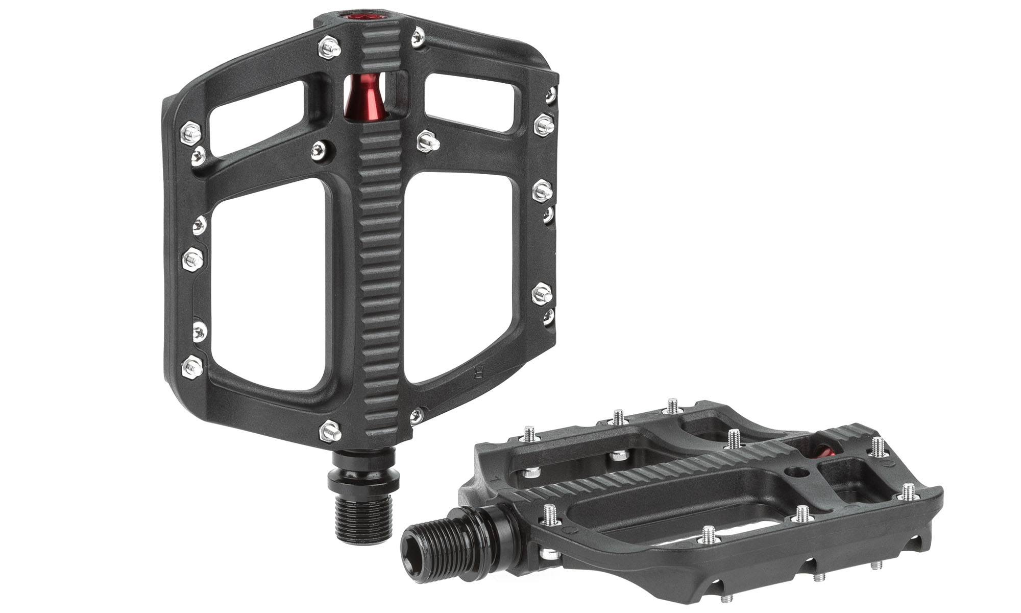 Педали TW нейлон (105x105) втулка, промподшипник, металлические шипы, черные 