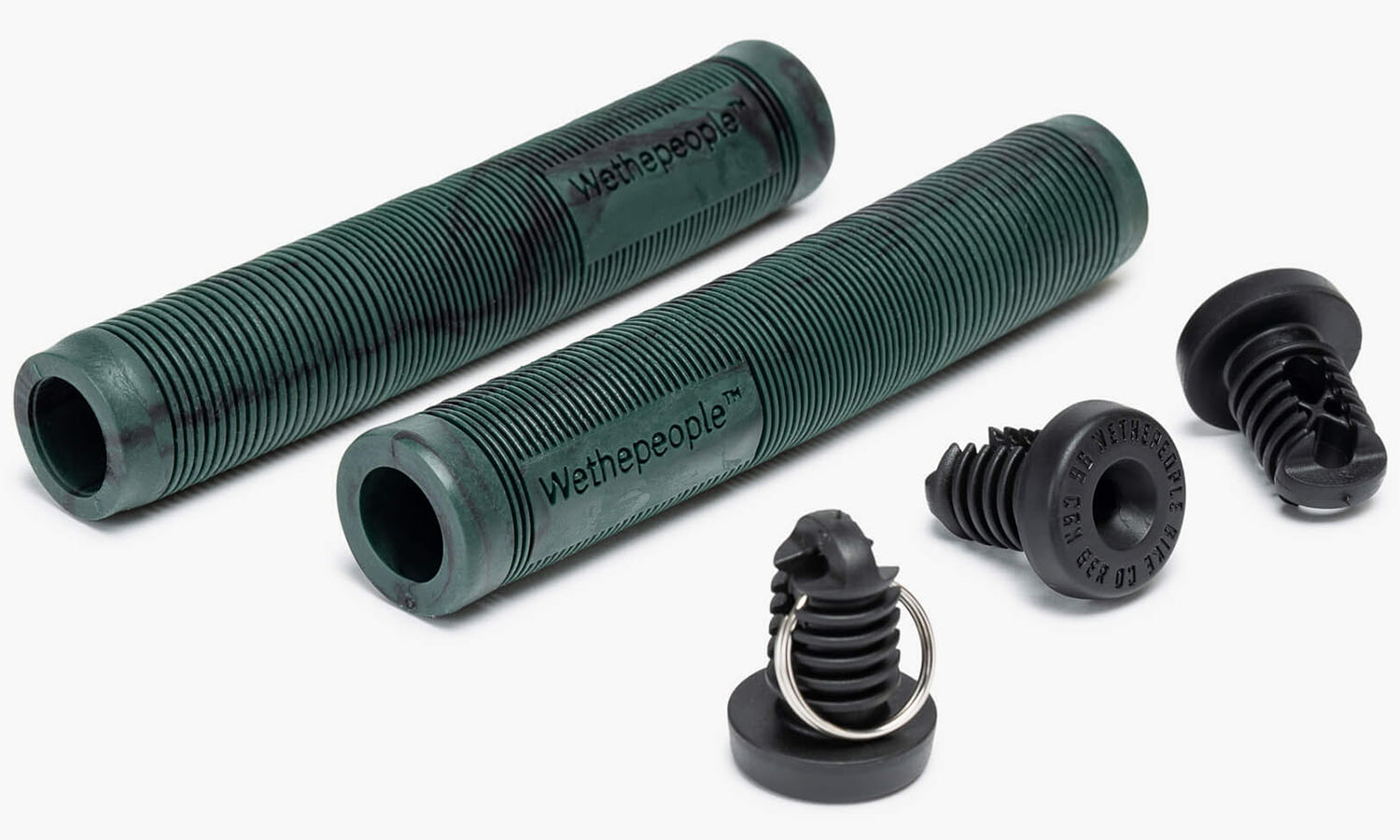 Грипсы WeThePeople PERFECT without flange 165mm Ø 29.5mm темно-зеленые с черными разводами, с брелком барендой 2