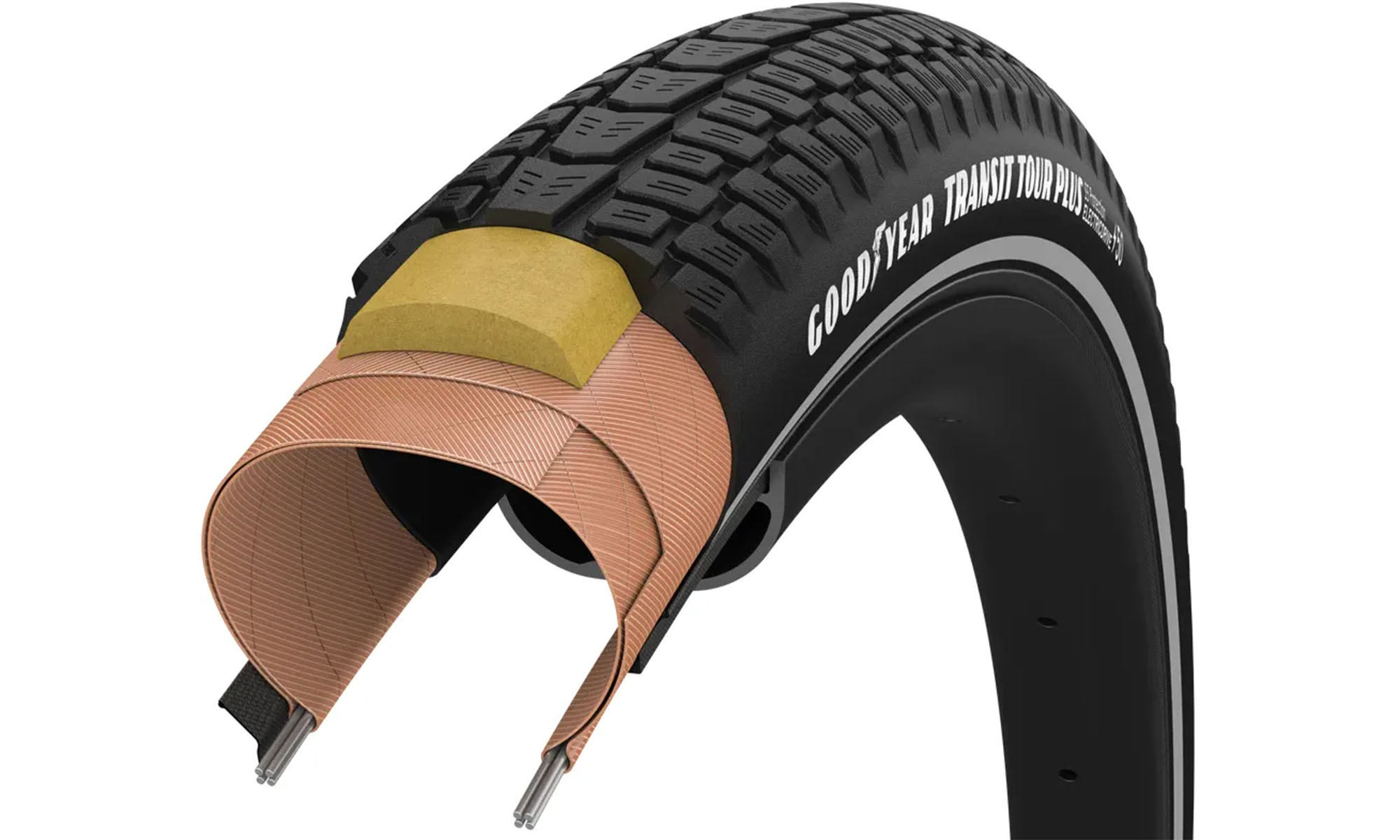 Покрышка GoodYear Transit Tour Plus S5:Protection 700x35 (37-622), Wire, Black + reflective strips, 60tpi Покрышка GoodYear Transit Tour Plus S5:Protection 700x35 (37-622), Wire, Black + reflective strips, 60tpi